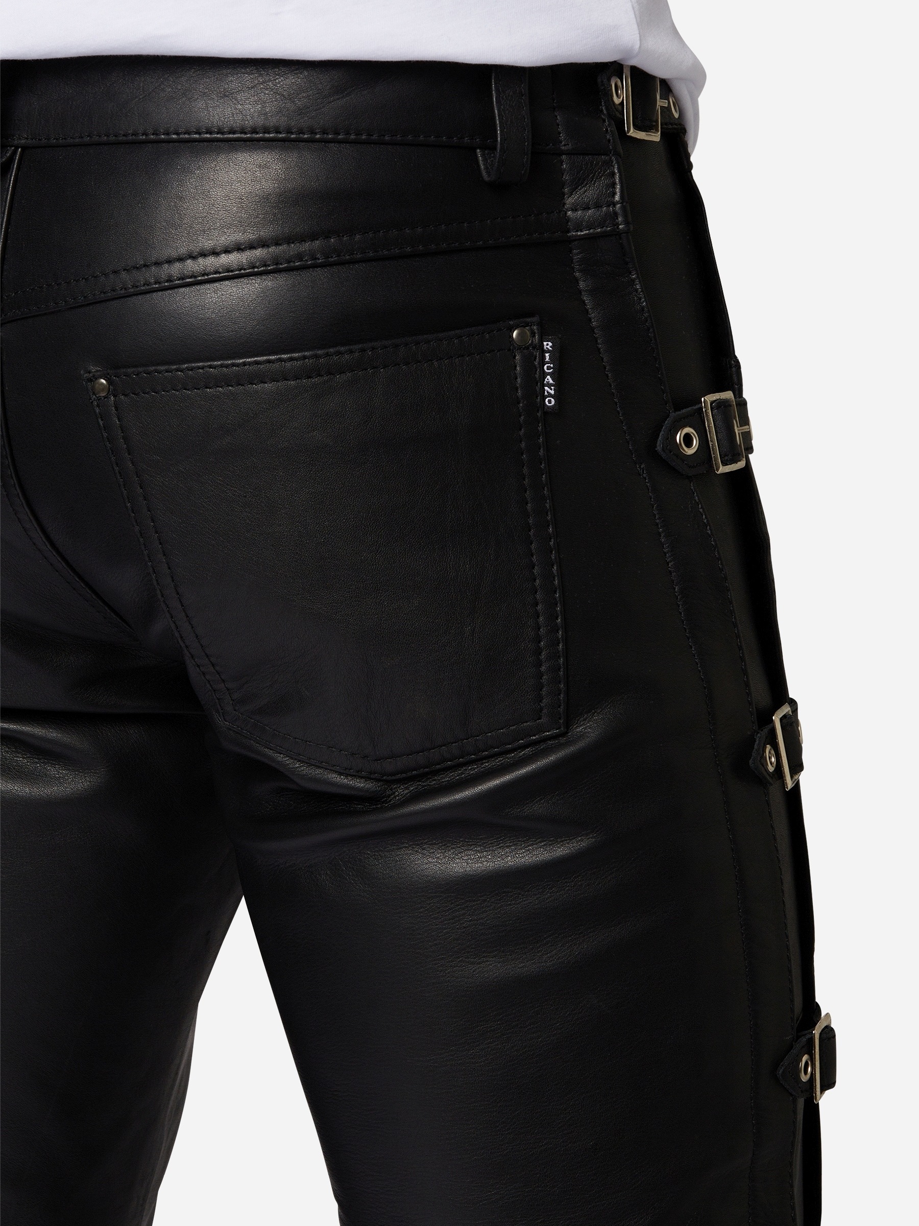 RICANO 5-Pocket-Hose »Lederhose Buckle Schnallenhose«  Handgefertigt aus echtem Leder