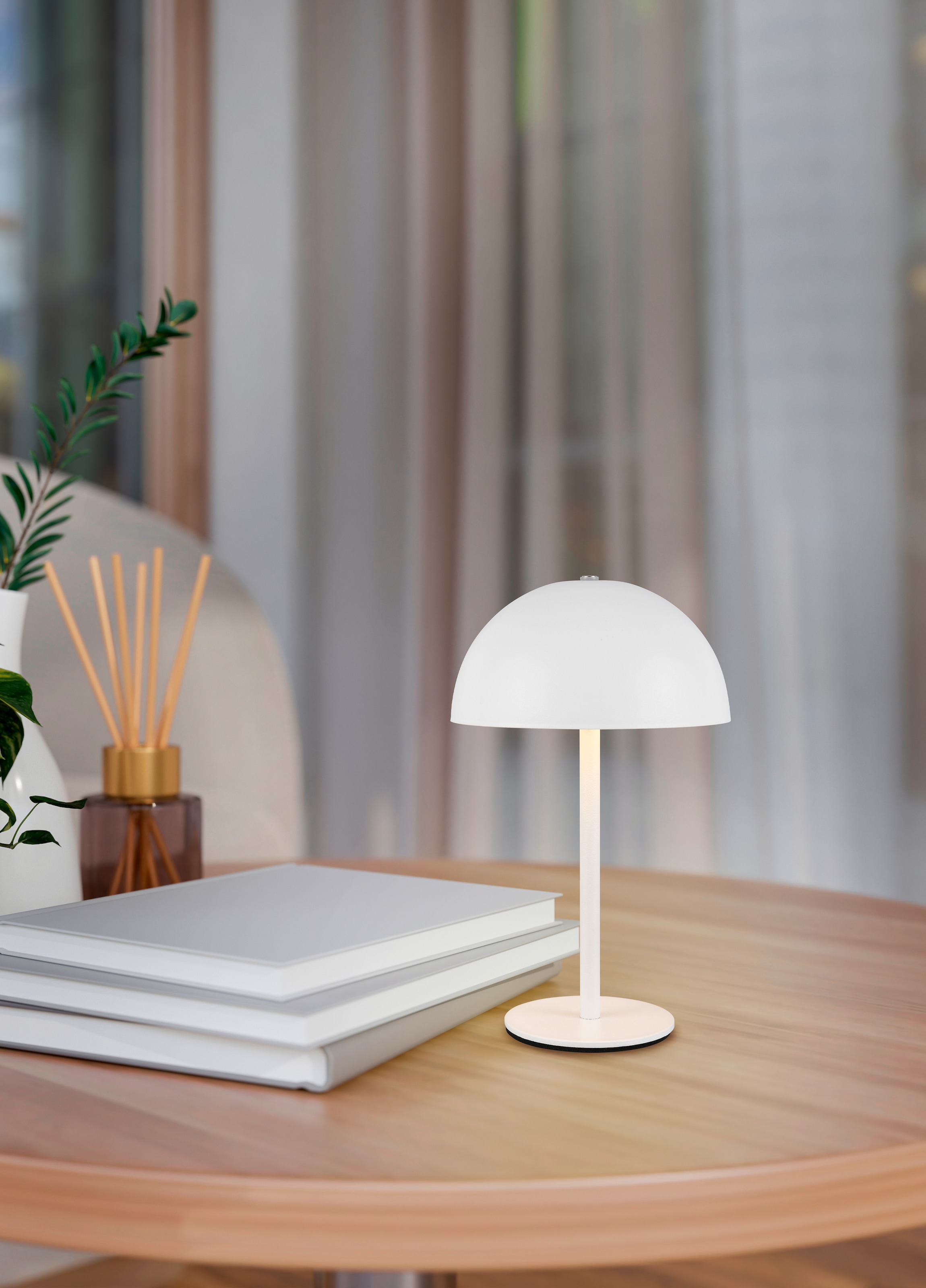 REALITY Leuchten LED Tischleuchte »MUNOZ, Akku Tischleuchte mit Touchdimmer + USB Anschluss, IP20 indoor« LED-Board 1 Stk. Warmweiß bis zu 10h Akkulaufzeit, laden per USB max 7-9h, Akku Leuchte Pilzform