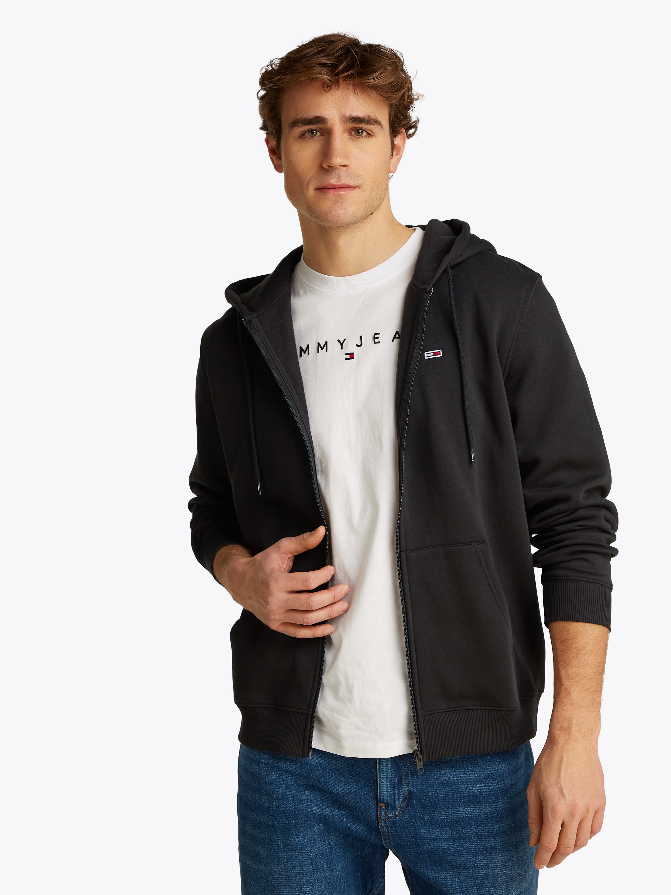 Tommy Jeans Sweatshirt »TJM REG S FLAG ZIP FLEECE THRU«, mit bestickten Markenlogo auf Brusthöhe