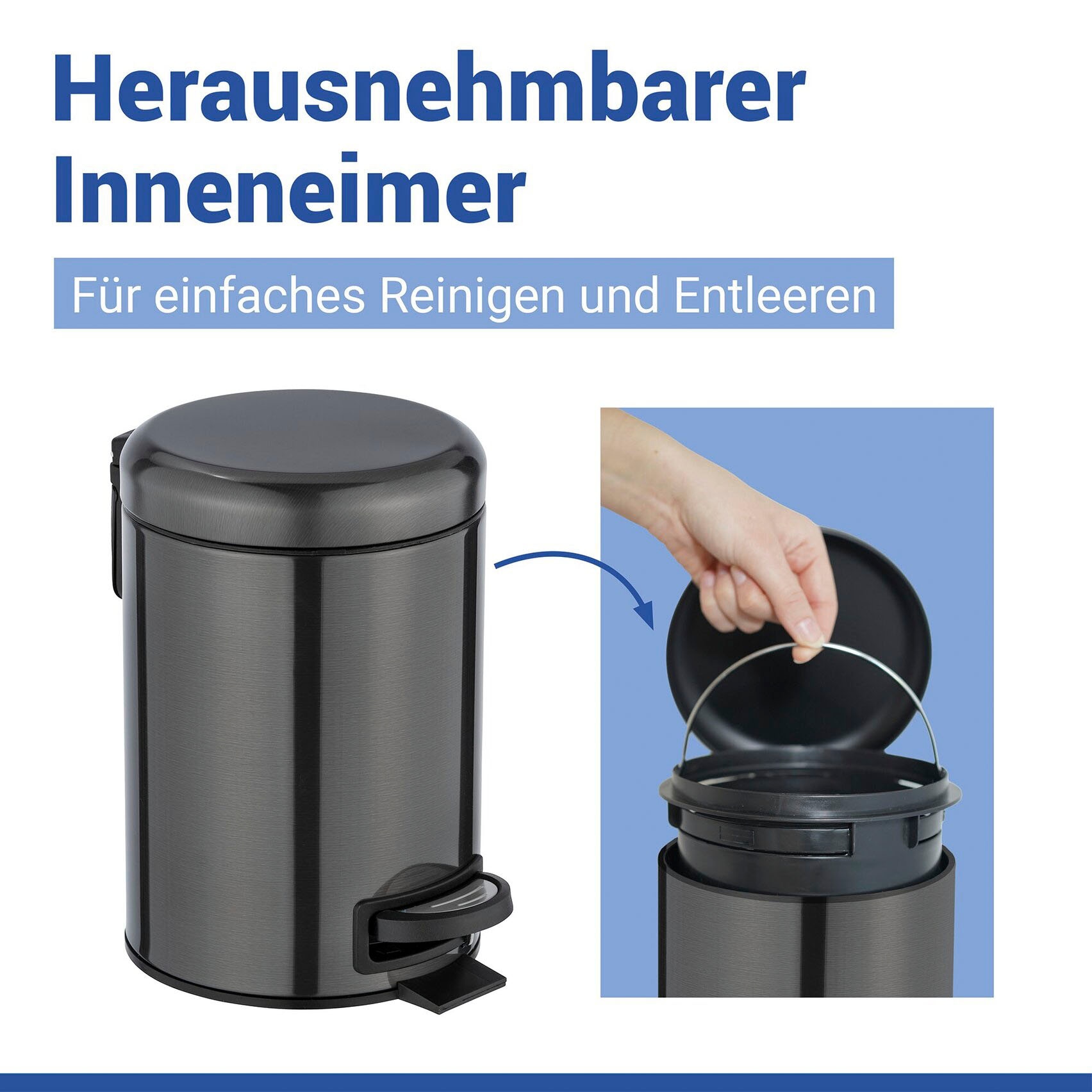 WENKO Kosmetikeimer »Leman« 3 Liter, BxTxH: 17x25x22,5 cm