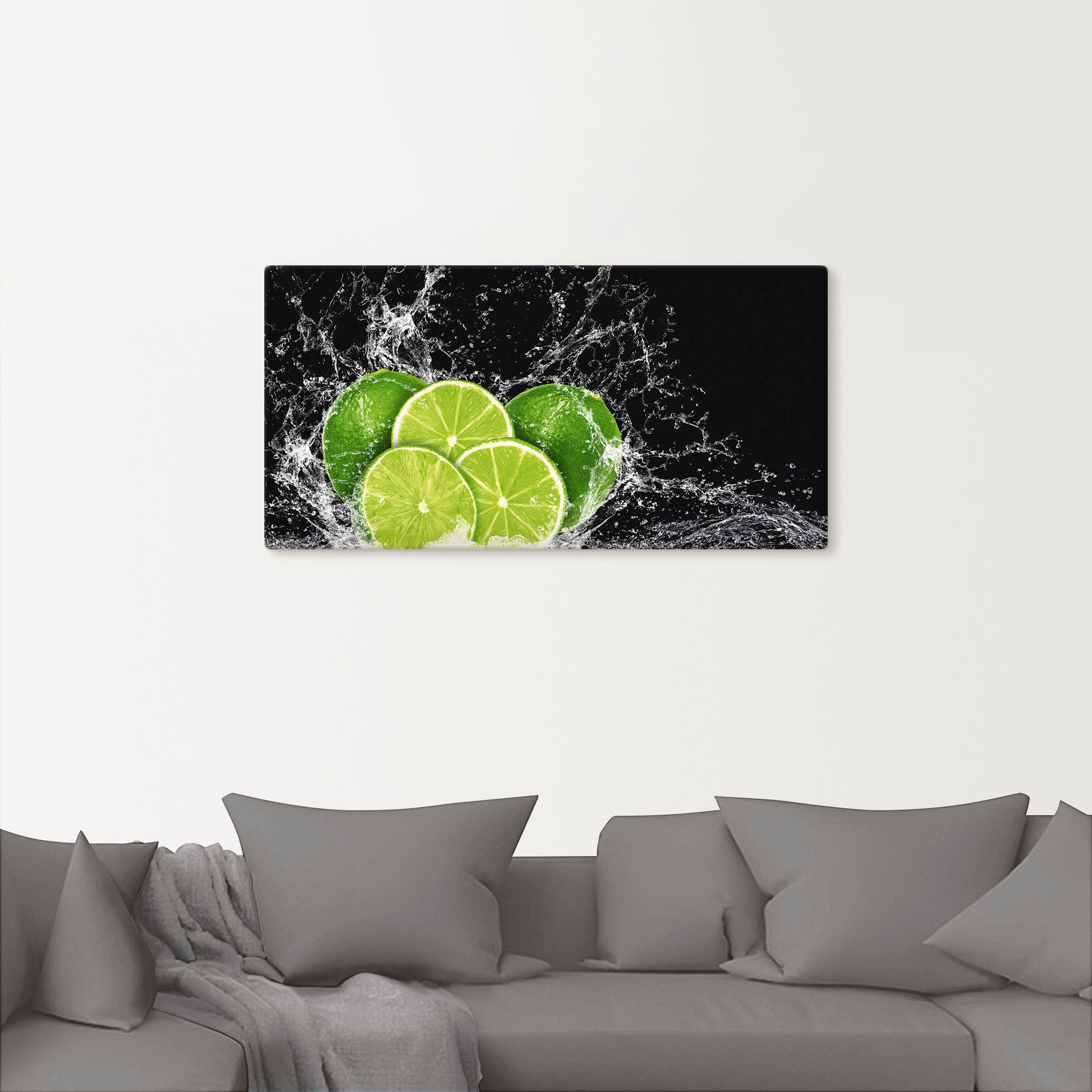 Artland Wandbild »Limone mit Spritzwasser«, Obst Bilder, (1 St.), als Leinwandbild, Poster, Wandaufkleber in verschied. Größen