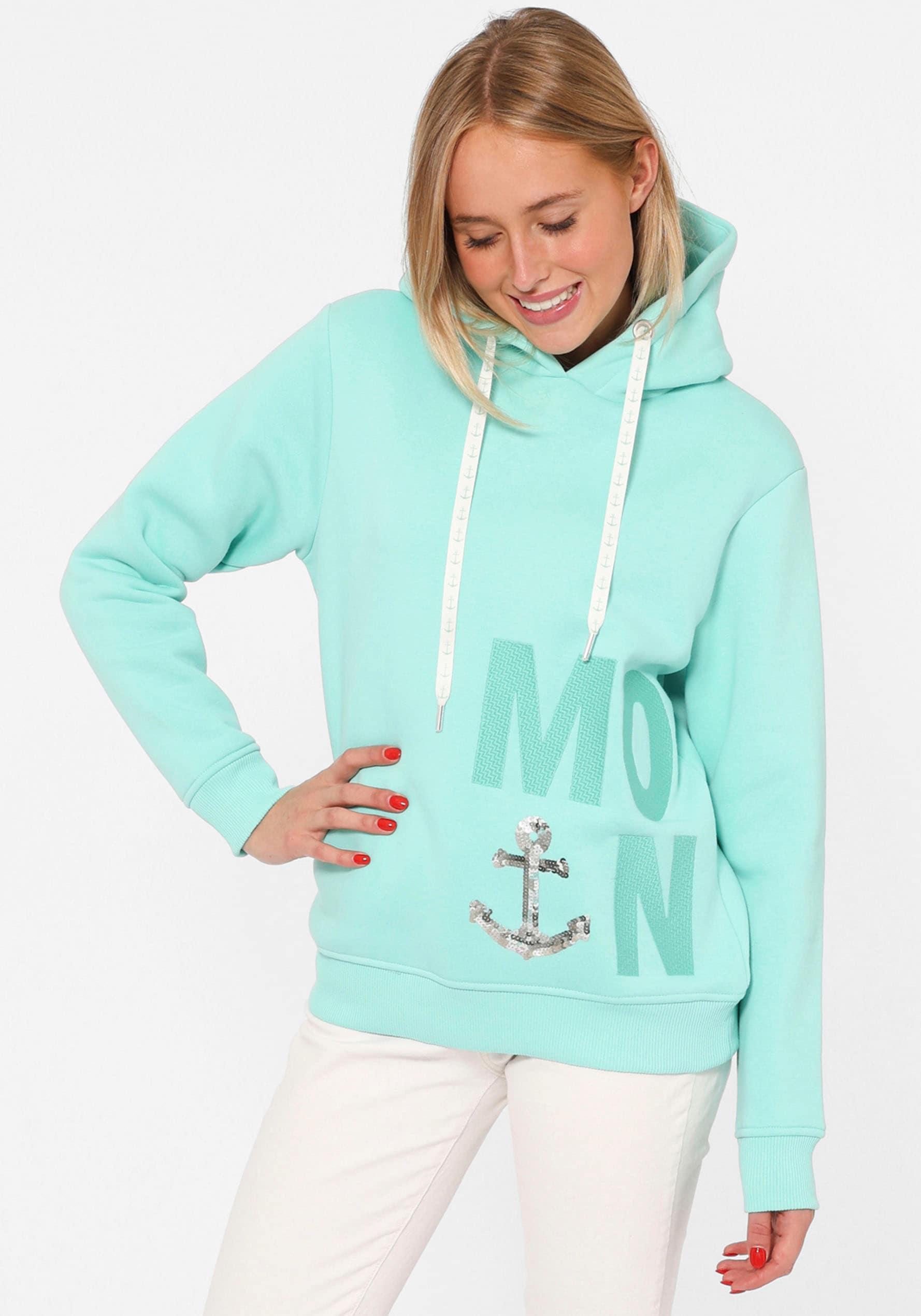 Sweatshirt »"Moin"«, "Moin" mit Pailletten Anker, Kapuze