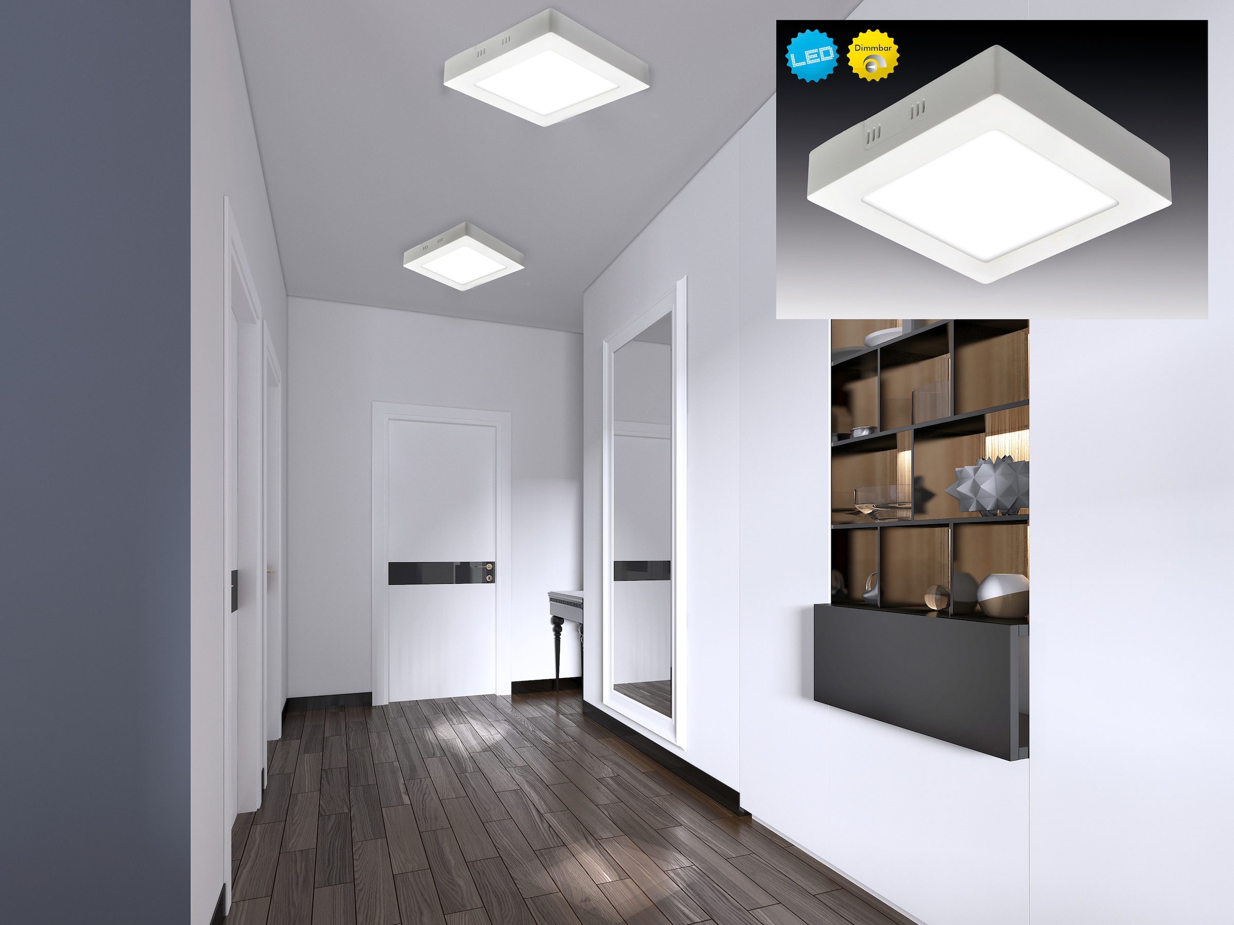 näve LED Panel »Dimplex« LED-Modul 1 Stk. Warmweiß Aufbaupanel eckig weiß, dimmbar, Phasenan- und abschnitt, 17,2x17,2cm