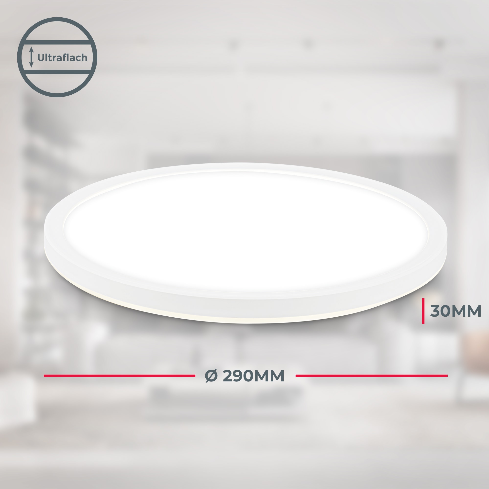 B.K.Licht LED Deckenleuchte »BKL1604 Ultraflache LED Badleuchte, mit Microwavesensor, IP44« LED-Modul 1 Stk. Neutralweiß 4.000K, 2.400 Lm, 18W, indirekte Hintergrundbeleuchtung, ⌀29cm, Weiß