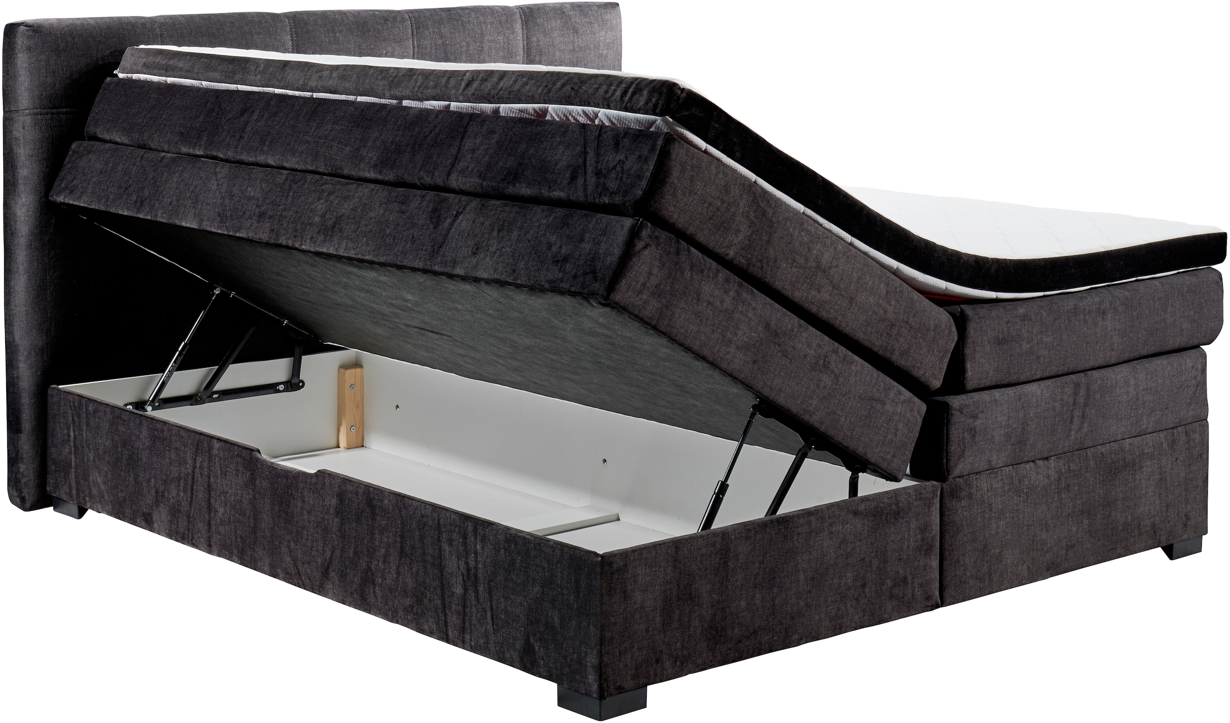 ED EXCITING DESIGN Boxspringbett »Fanes mit Komforteinstiegshöhe von 73cm«, erhältlich in 180x200cm, inkl. Bettkasten und Visco-Topper