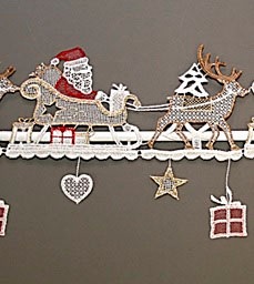 Stickereien Plauen Scheibengardine »Weihnachtsmann«, (1 St.),  Fensterdekoration 