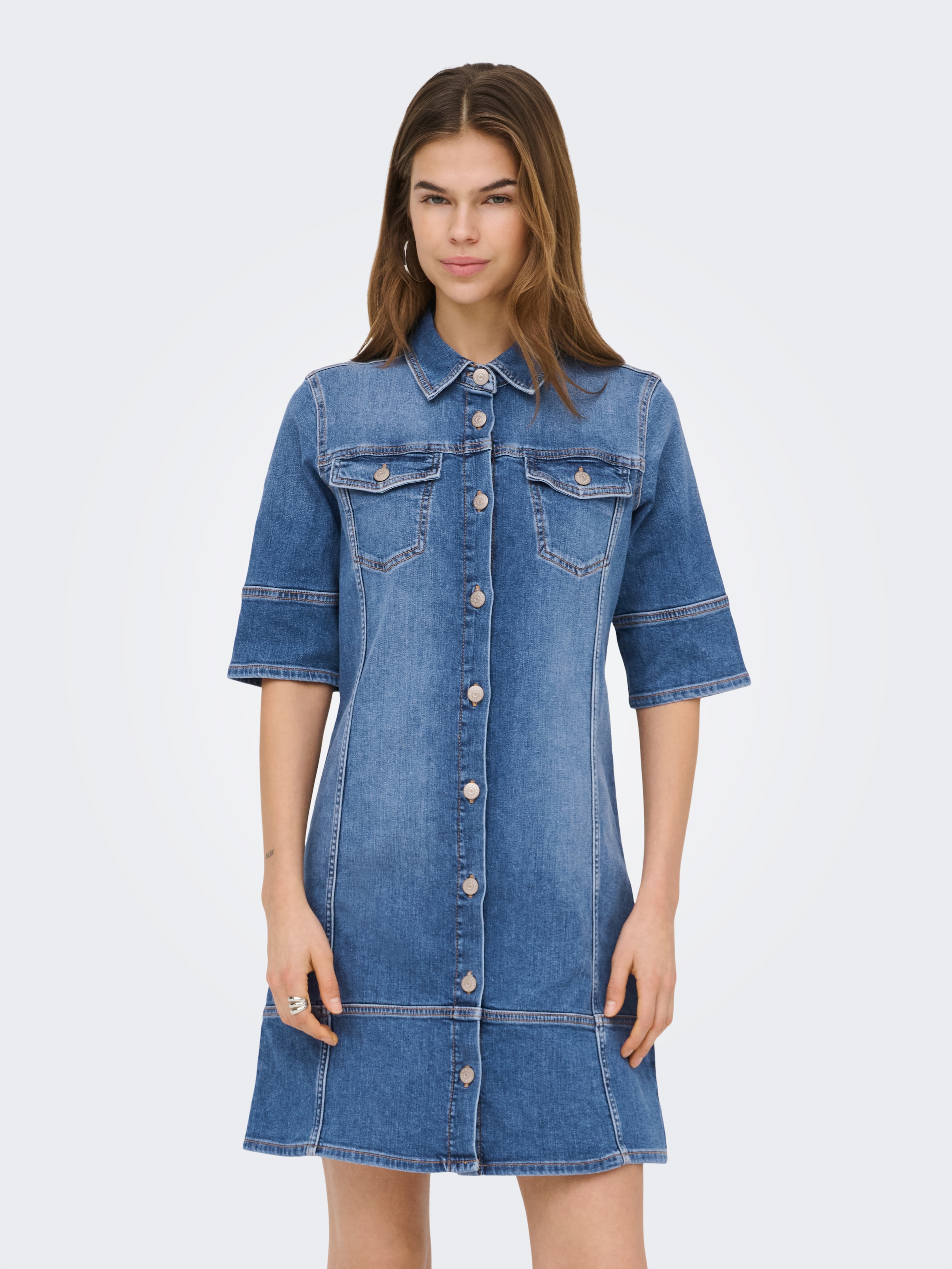 ONLY Jeanskleid »ONLKATERINA 2/4 SHORT DNM DRESS AKM« in A-Linien Form