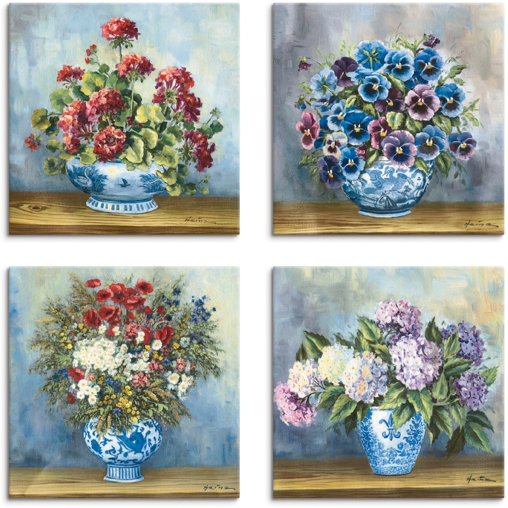 Artland Leinwandbild »Blumen Bouqets«, Blumen, (4 St.)