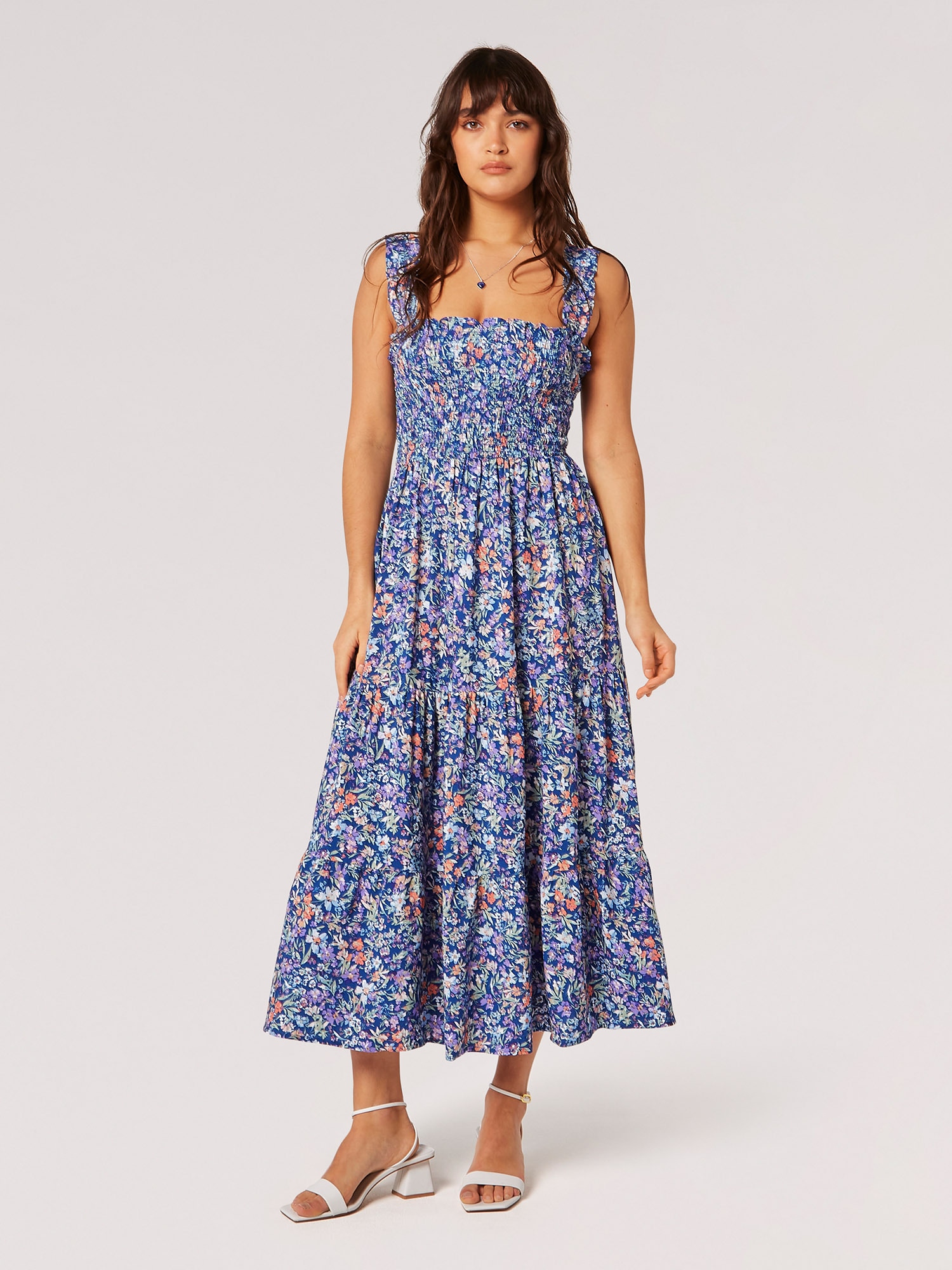 Apricot Midikleid »Midikleid« mit gesmoktem Oberteil