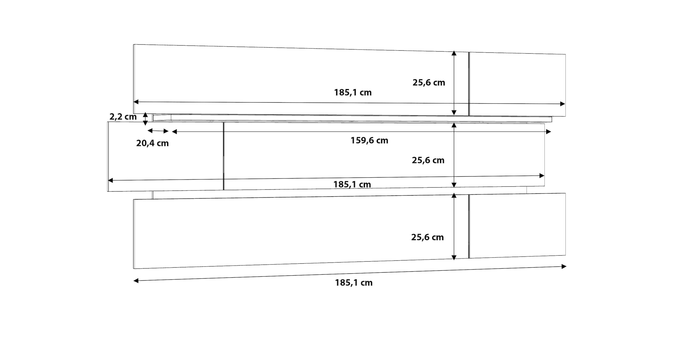 FORTE Wandregal, Breite ca. 195 cm