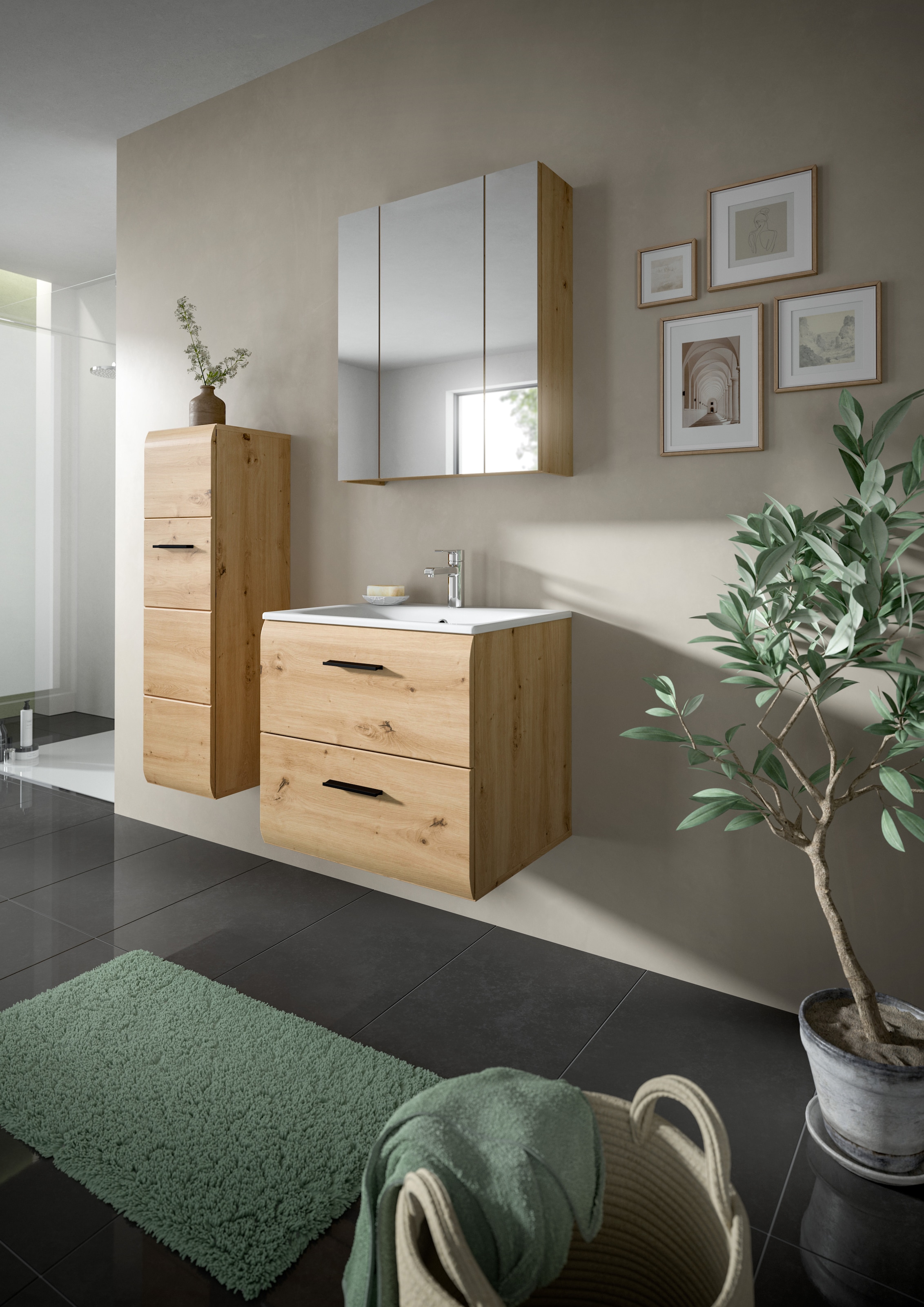 welltime Stauraumschrank 1 Stk. tlg. Florenz, Badschrank Artisan Oak NB, Höhe 106 cm, Bad