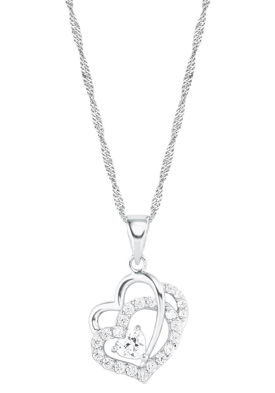 Amor Kette mit Anhänger »Herzen« mit Zirkonia (synth.)