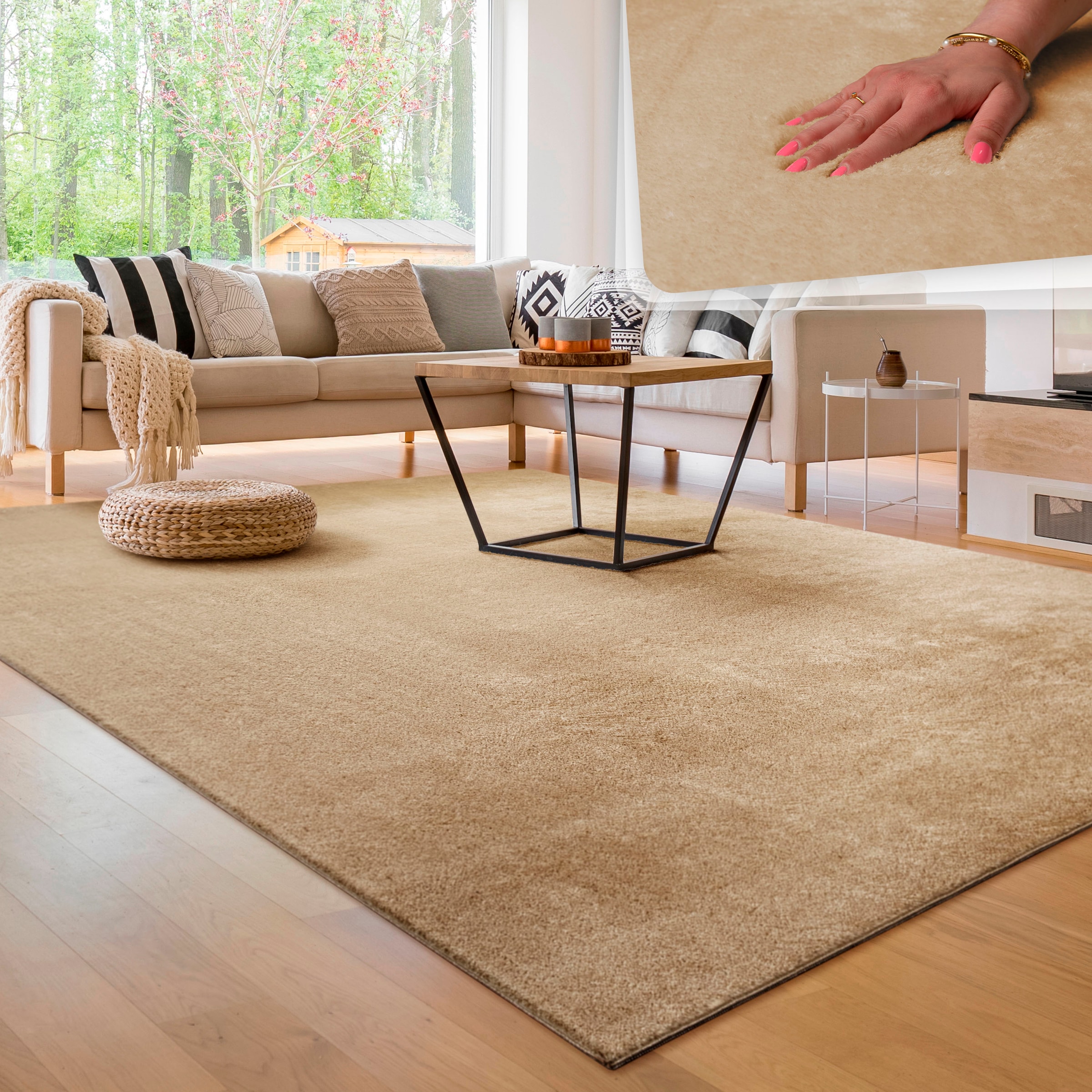 Paco Home Teppich »Cadiz auch besonders erhältlich weich, 630«, rechteckig, als Uni-Farben, waschbar, Läufer