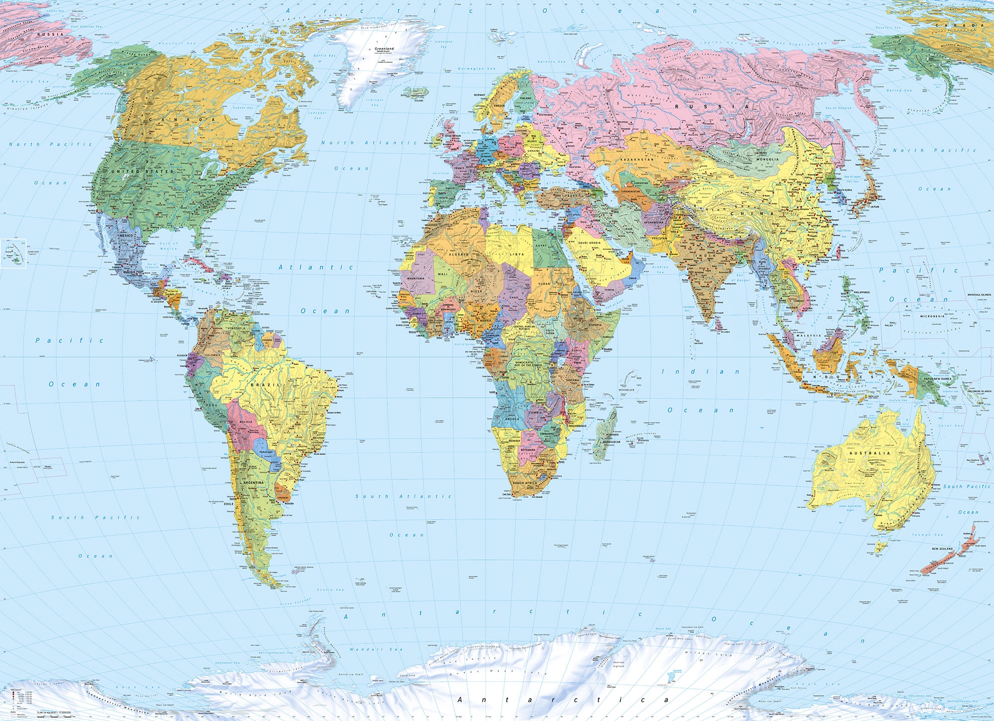 Komar Fototapete »World Map«, 270x188 cm (Breite x Höhe), inklusive Kleister
