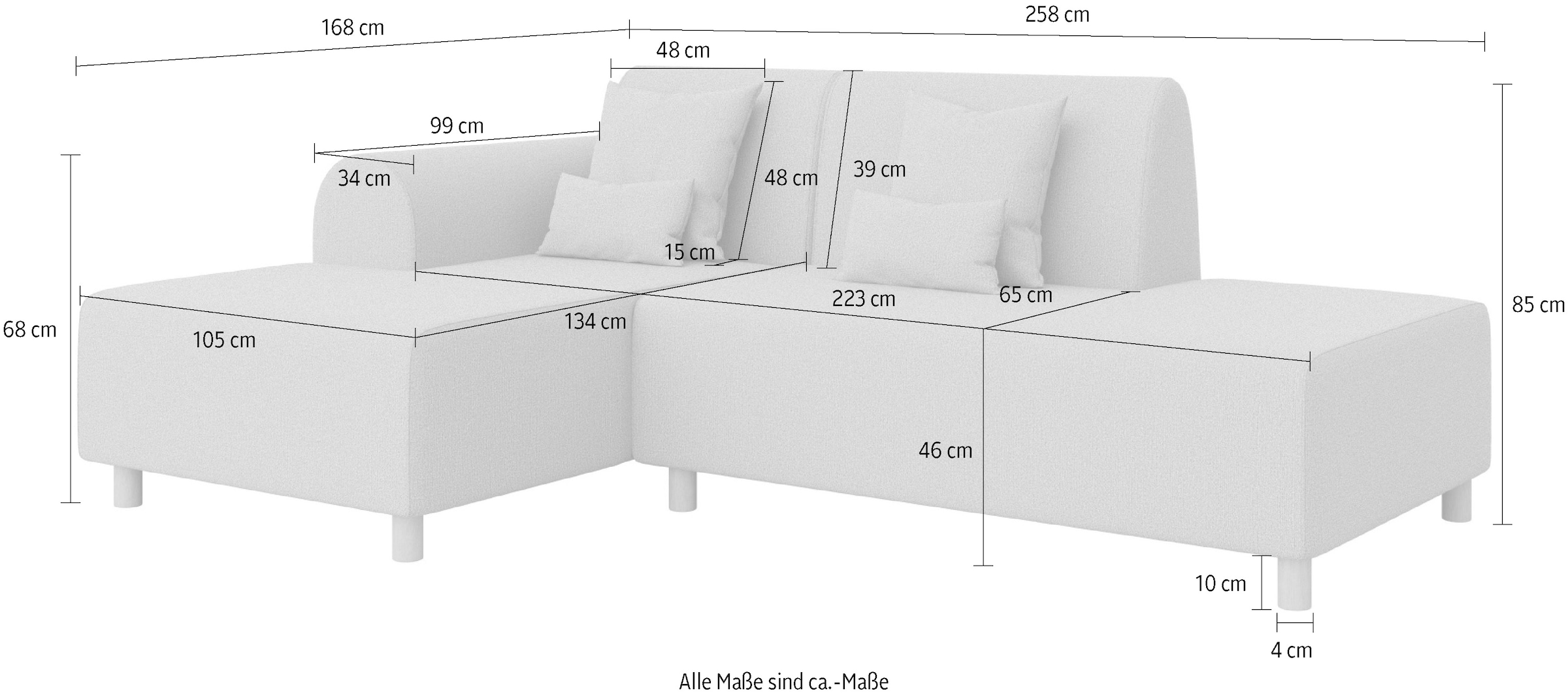 INOSIGN Ecksofa »Suyala«, L-Form mit Hocker