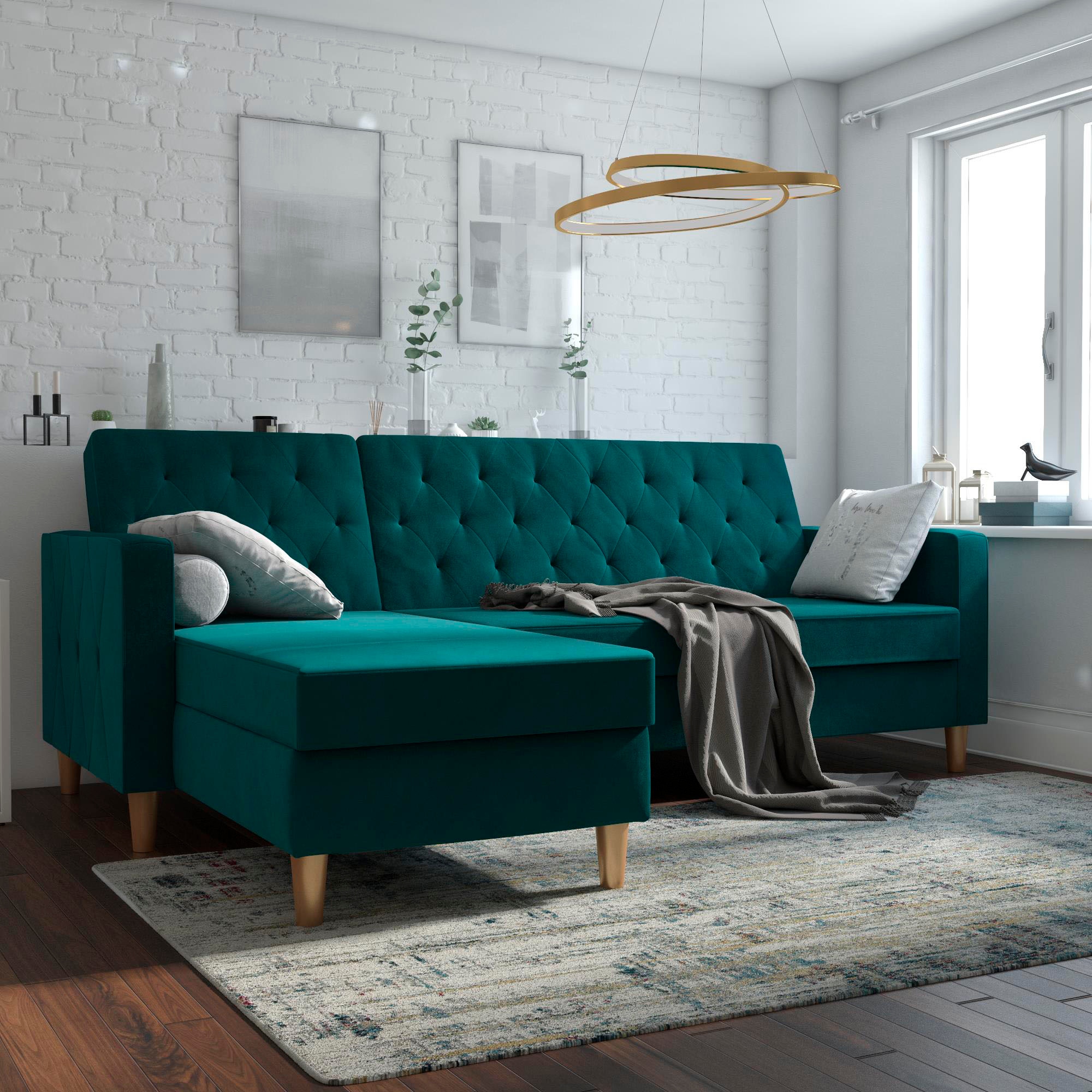 Dorel Home Ecksofa »Liberty, L-Form,« mit Schlafffunktion, Recamiere beidseitig montierbar, Sitzhöhe 43 cm