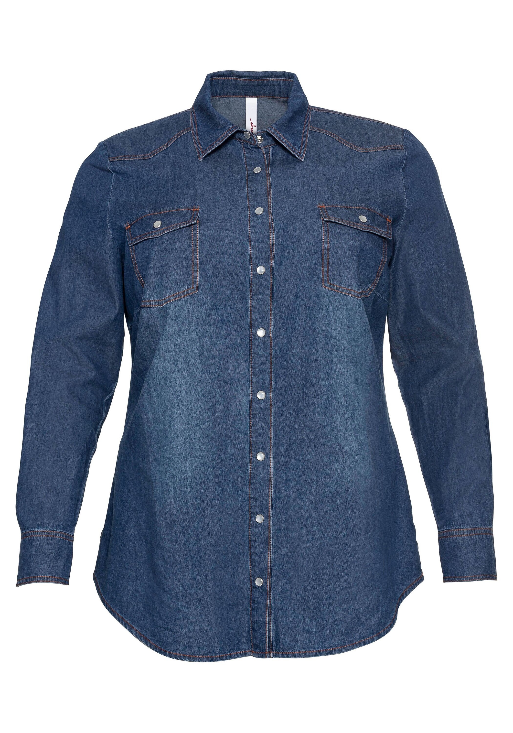 Sheego Jeansbluse »Jeansbluse mit Knopfleiste und Brusttaschen«