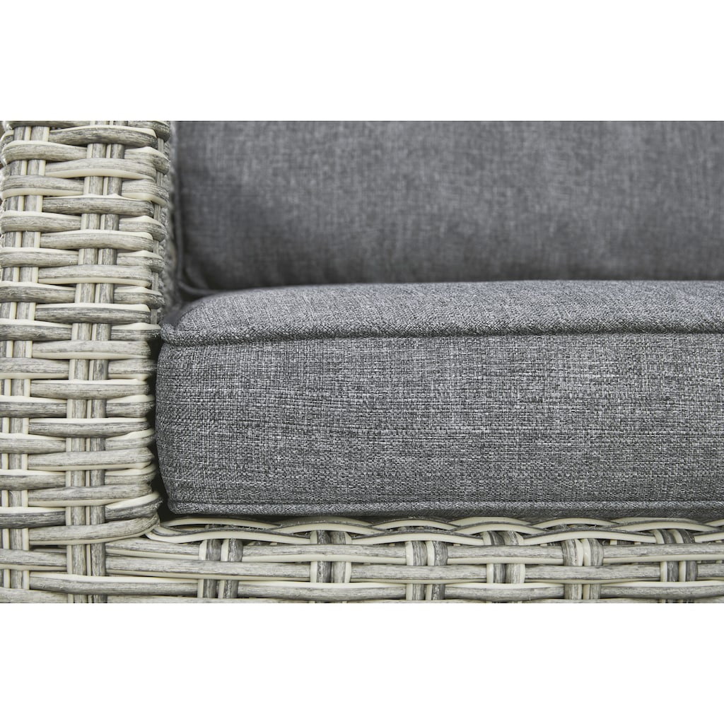 KONIFERA Garten-Essgruppe »Monaco«, (Set, 16 tlg., 1x2er Sofa, 2x Sessel, 2x Hocker, 1x Tisch 120x70x66cm, inkl. Auflagen)