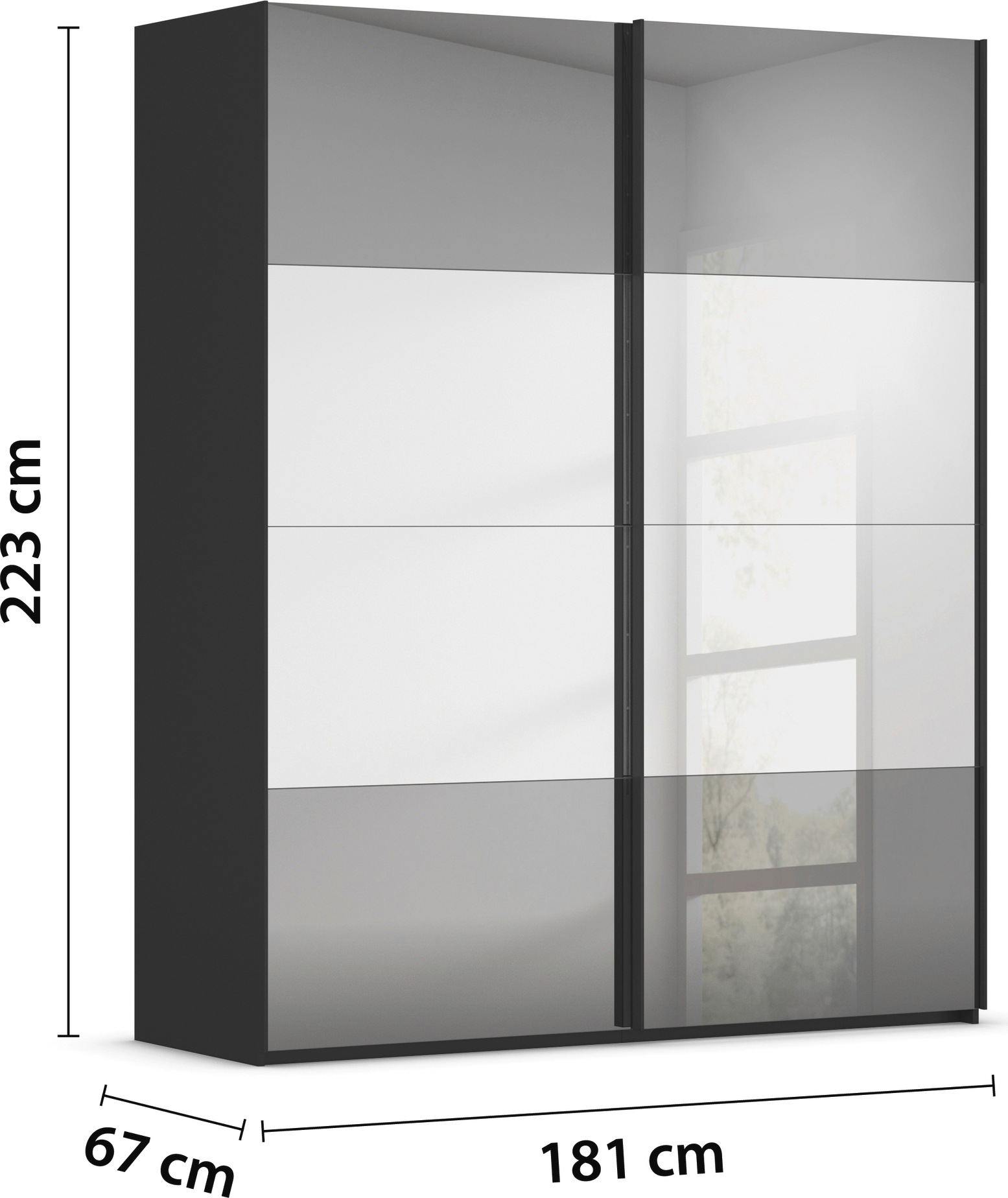 rauch Schwebetürenschrank »Kleiderschrank Schrank Garderobe Schlafzimmerschrank SCALE-FYRA« edle Türen viergeteilt Front Spiegel-Mix viele Farben MADE IN GERMANY