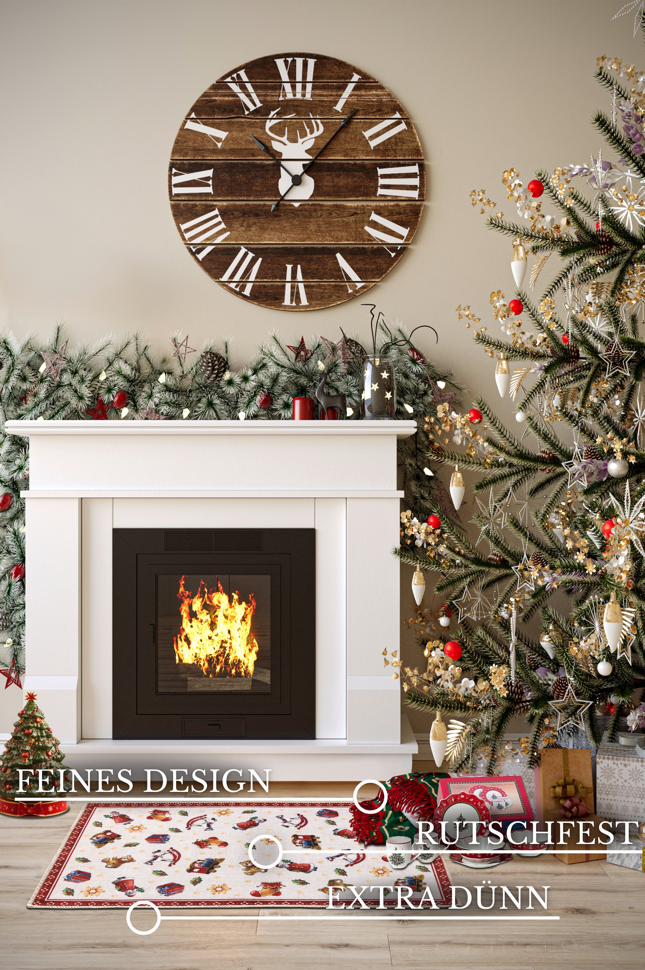 Villeroy & Boch Teppich »Nostalgic Toy's Delight, eckig, rund und Läufer« 3 mm Höhe Weihnachten, Wohnzimmer, Flur, Geschenk, Toys Delight, Dekoration