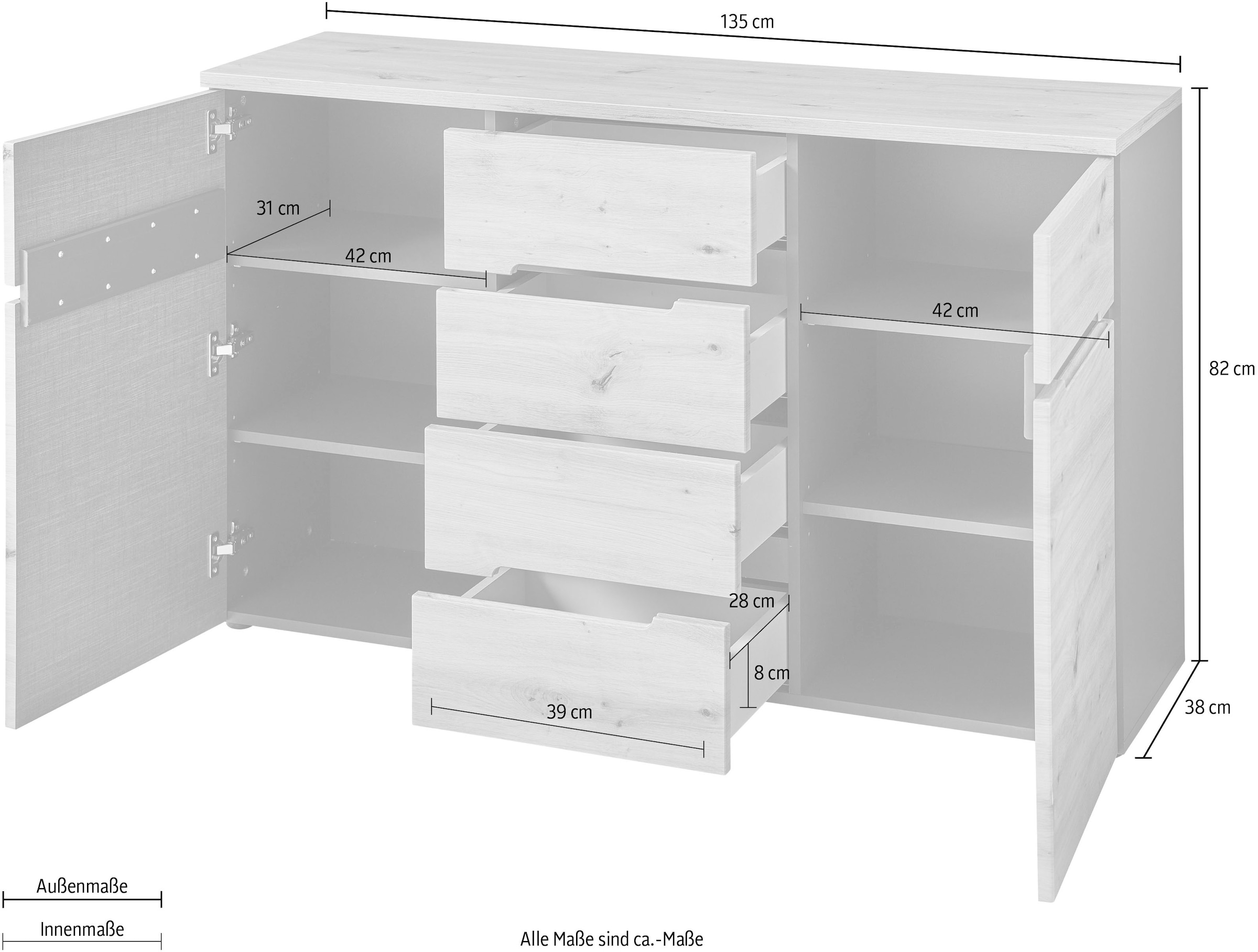 Innostyle Kommode »Memphis« Breite 135 cm