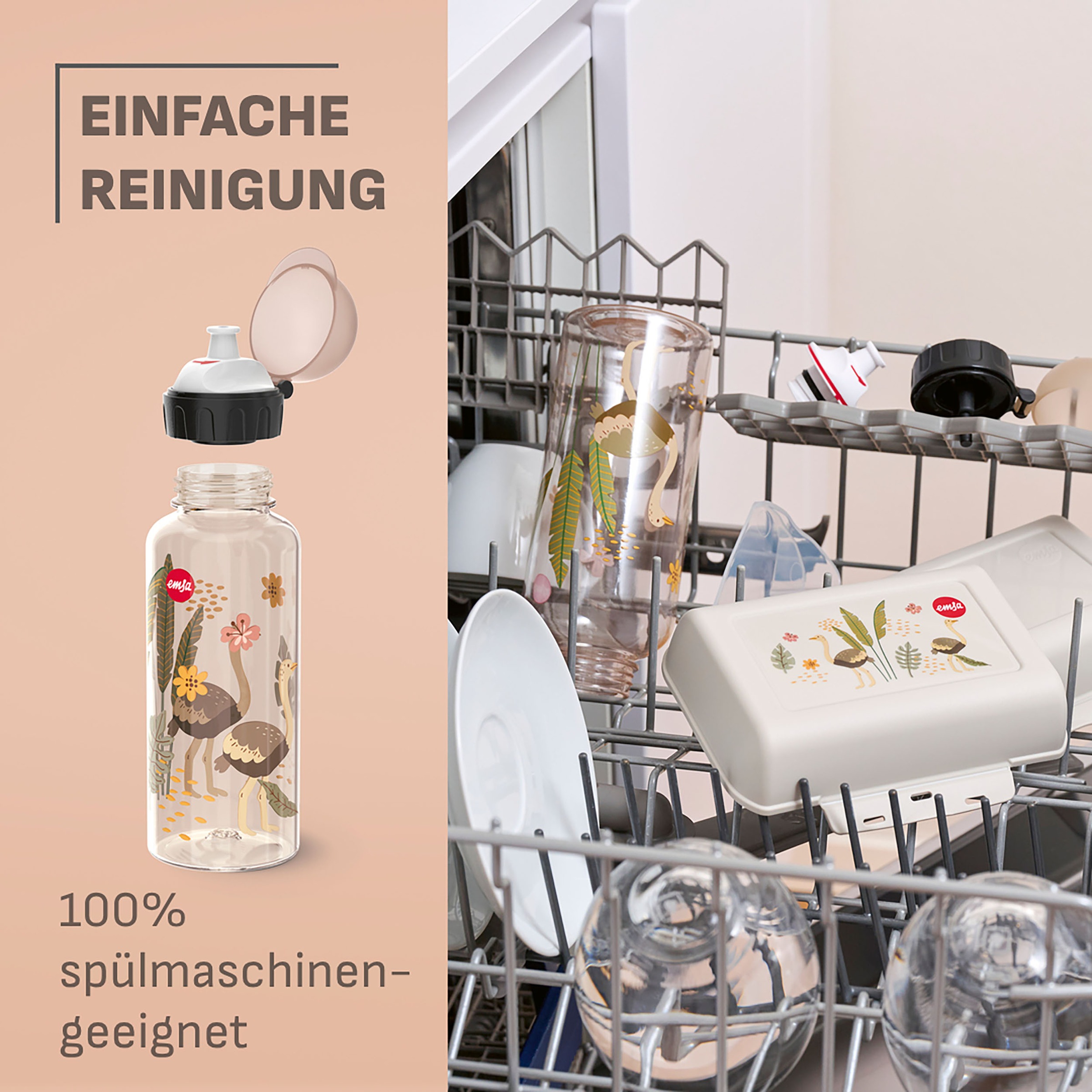 Emsa Kindergeschirr-Set »Kids« Tritan-Trinkflasche, 0,6 l, Vorratsdose mit herausnehmbarem Trenner
