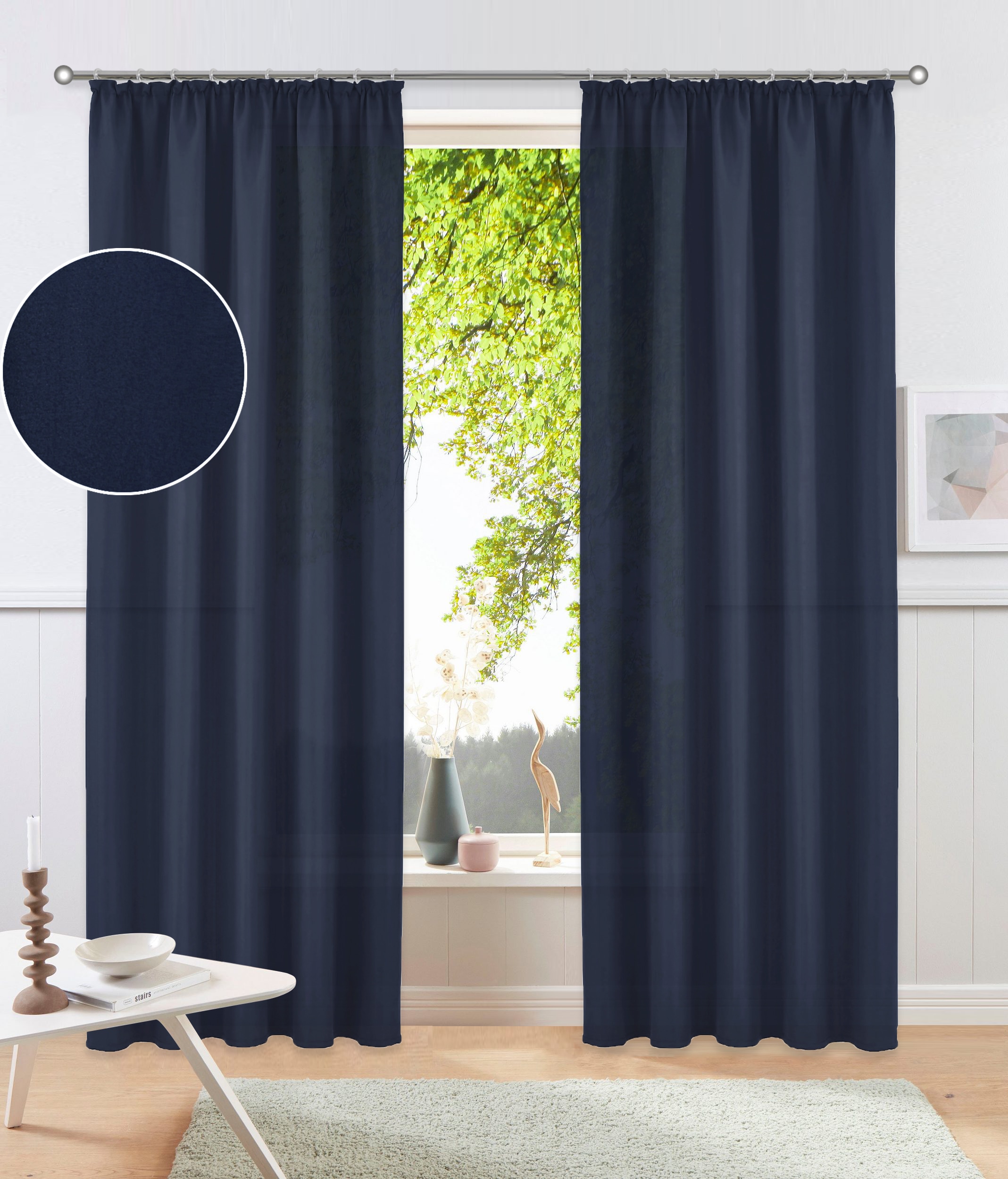 OTTO home, Vorhang »Raja, Gardinen mit Kräuselband, blickdicht, Wohnzimmer, Topseller!« Kräuselband 2 Stk. tlg. 2er-Set, Bestseller, einfarbig, modern