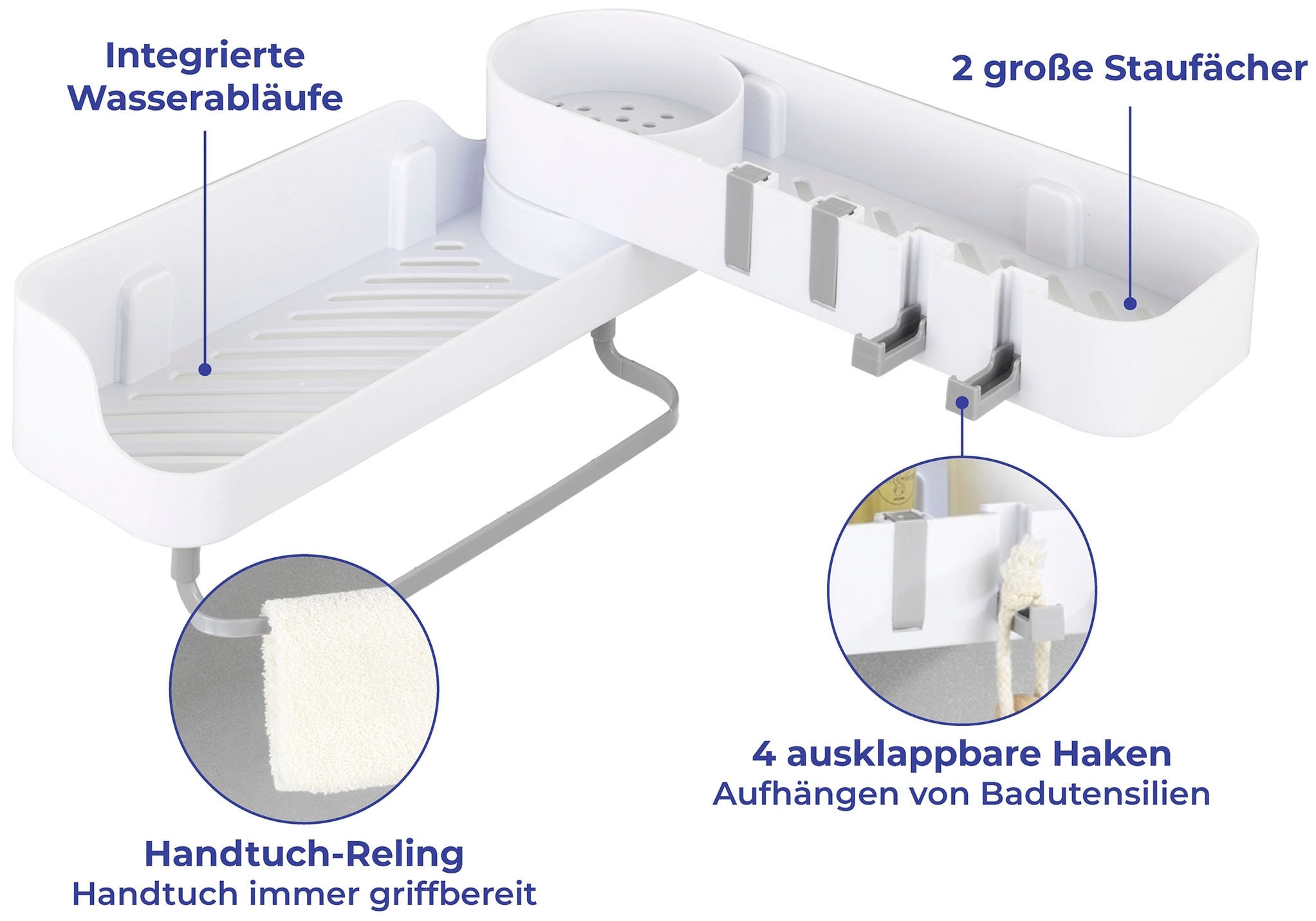 Maximex Badregal »Eck-Aufbewahrungscaddy«, zum Kleben, 180° drehbar