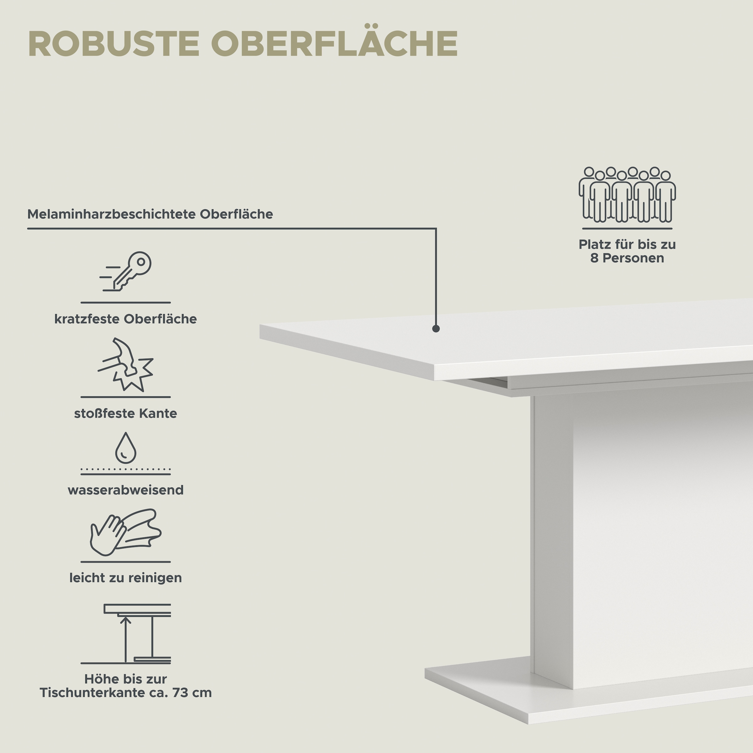 INOSIGN Esstisch »Motus, ausziehbar 150 -190 cm, inklusive 40 cm Einlegeplatte«, (Set, 1 St.), Säulengestell mit Bodenplatte, Tisch, Küchentisch, Esszimmer, Küche