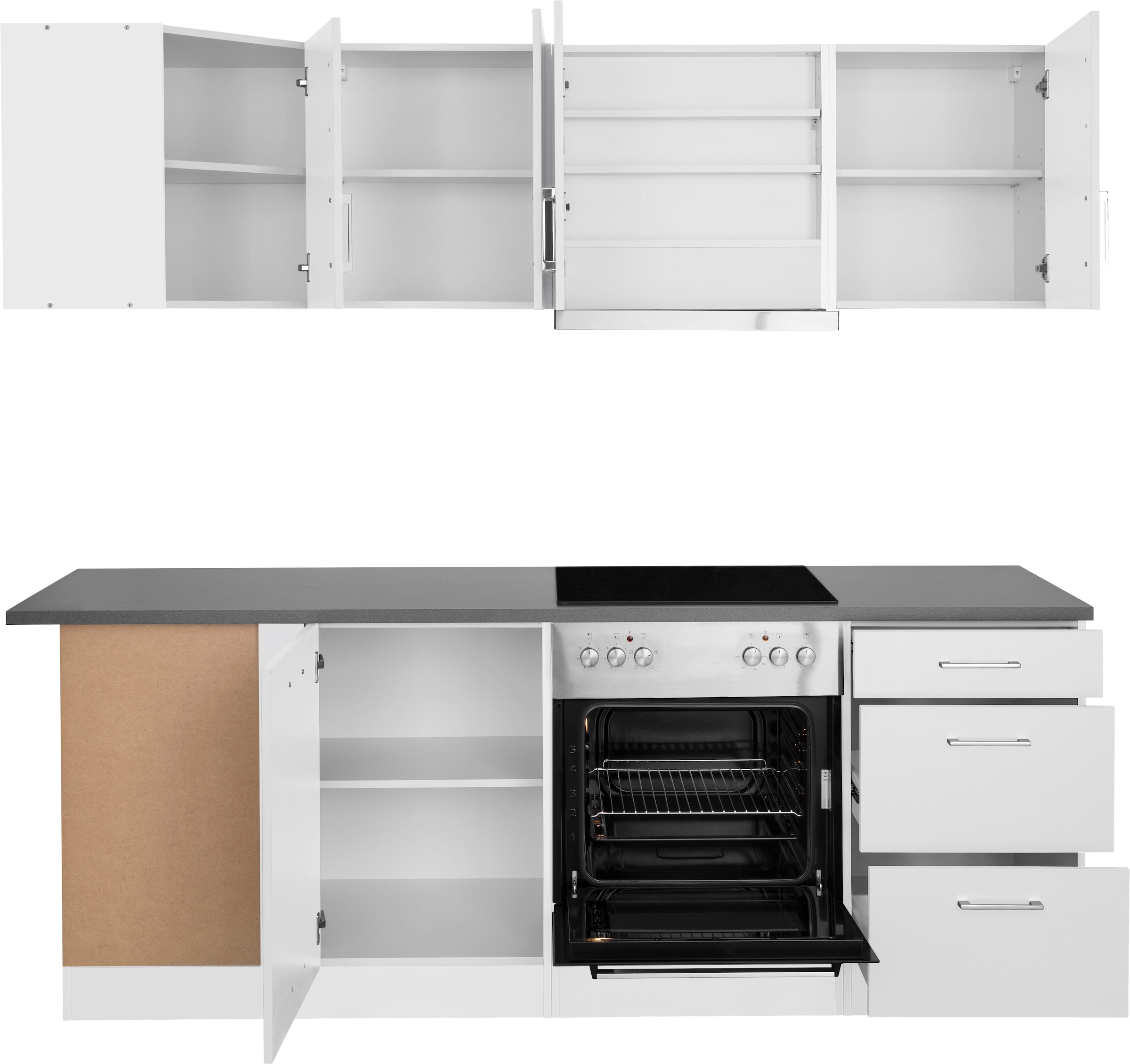 HELD MÖBEL Winkelküche »Paris«, mit E-Geräten, Stellbreite 220/220 cm