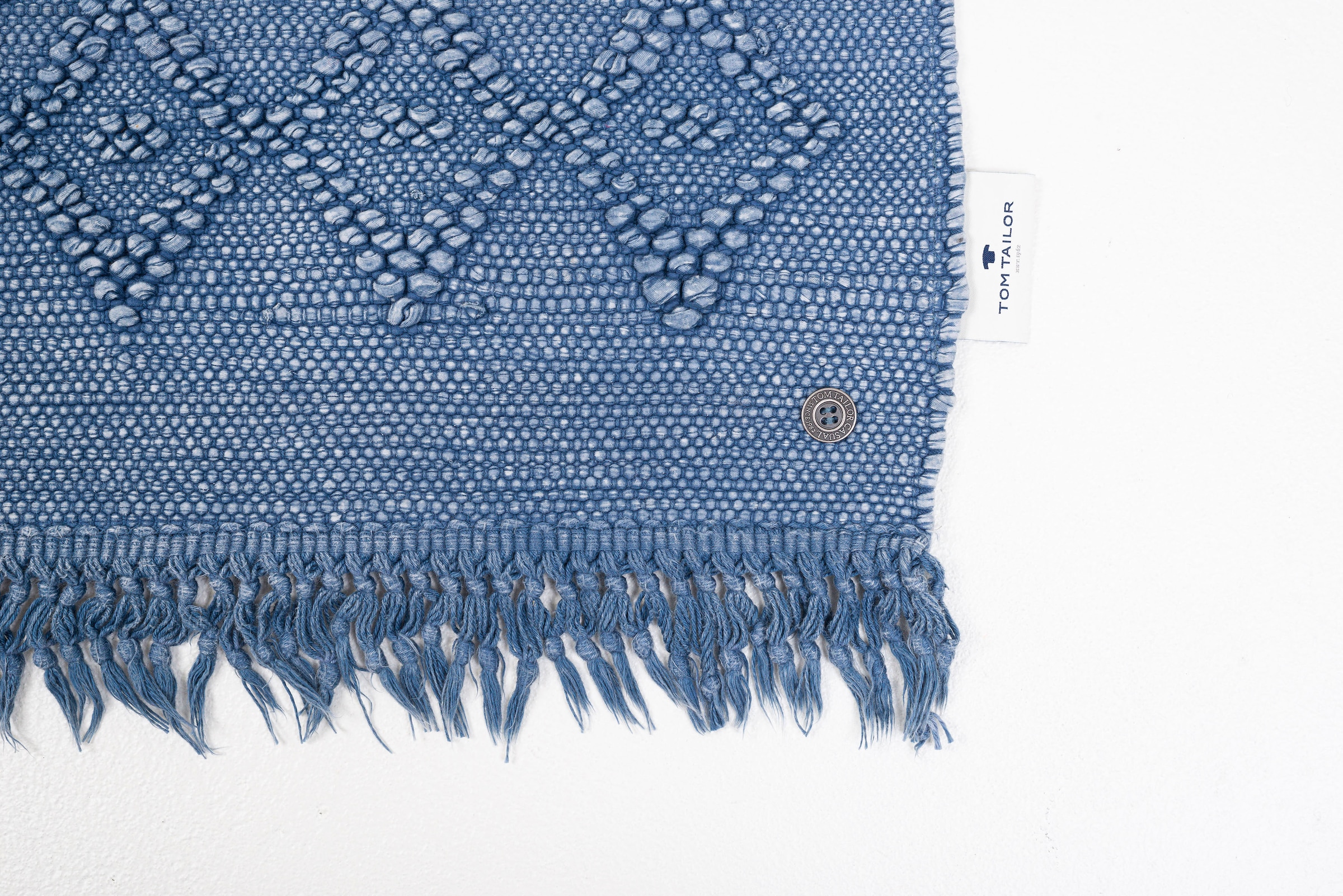 TOM TAILOR HOME Badematte »Vintage Wash«, fußbodenheizungsgeeignet, Badteppich, Uni Farben, Rauten Muster, mit Fransen, reine Baumwolle