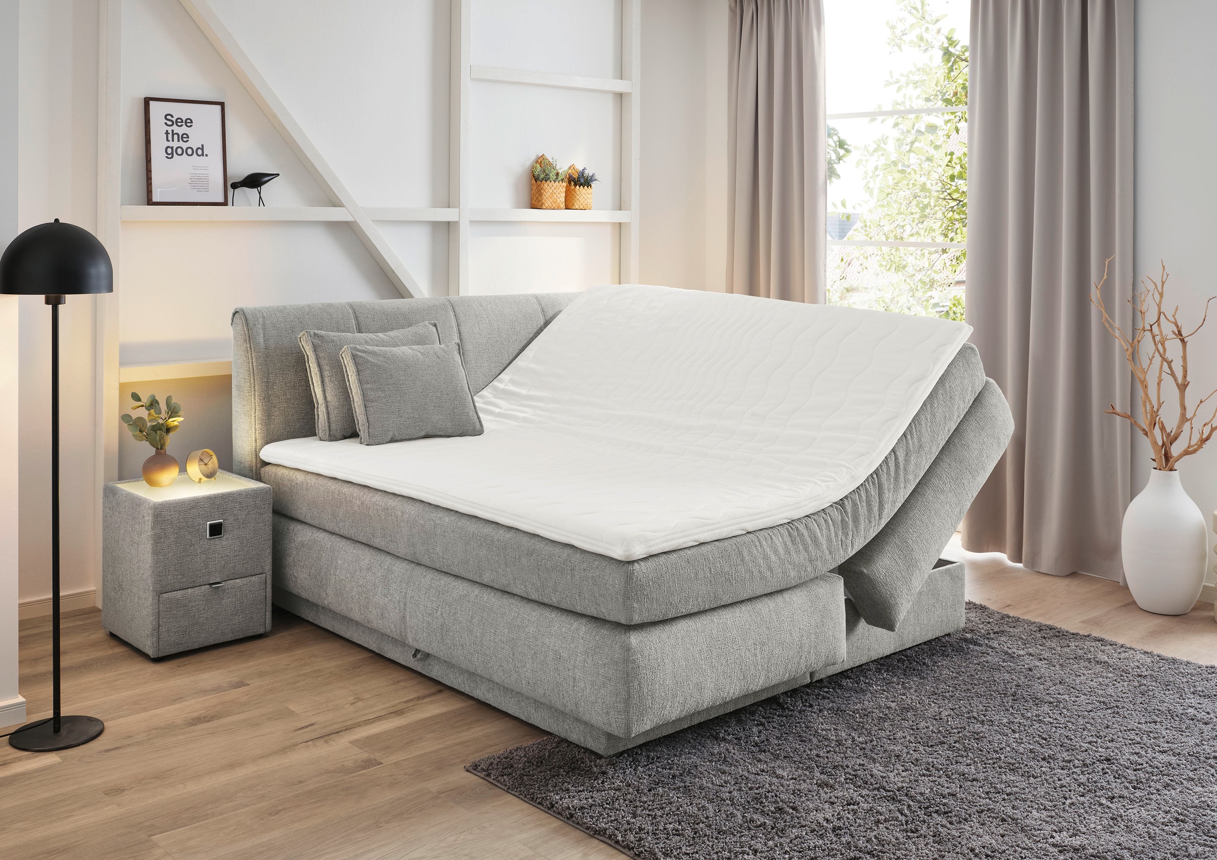 Jockenhöfer Gruppe Boxspringbett »"Carla", OTTOs Choice! Topseller, wahlweise mit oder ohne Bettkasten«, inkl. 4 Kissen, erhältlich in den Breiten 160 & 180cm