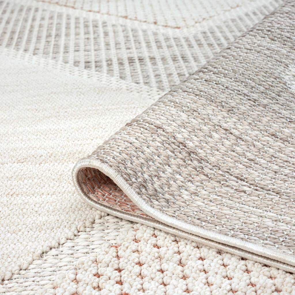 Carpet City Teppich »LINDO 8877«, rund, 11 mm Höhe, Kurzflor, Hochtief-Muster/ 3D-Effekt, Boho-Stil, Wohnzimmer