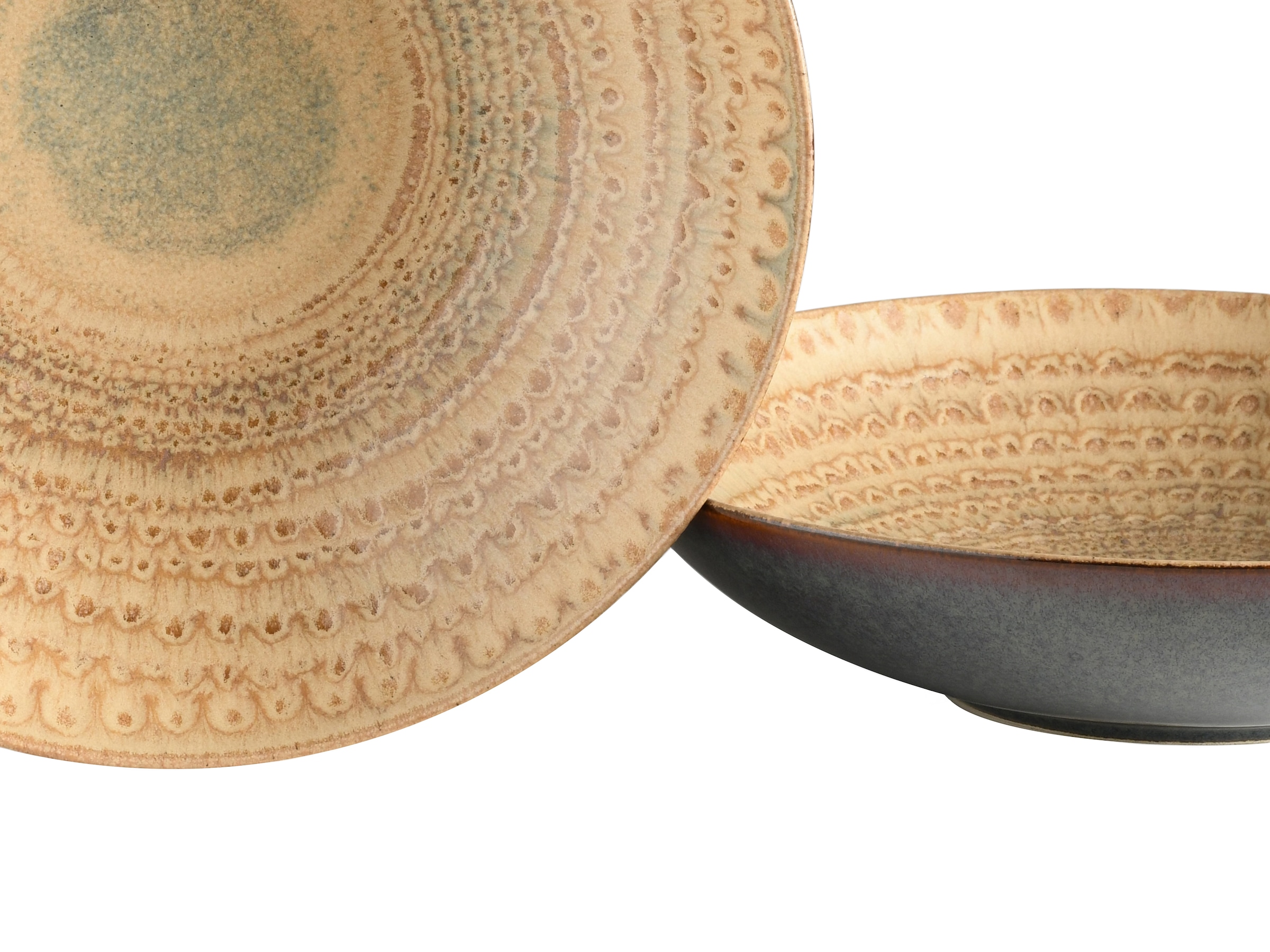 CreaTable Teller-Set »Neapel, Service 12-tlg.« Teller Set, Edles Tellerset, Vulkanoptik