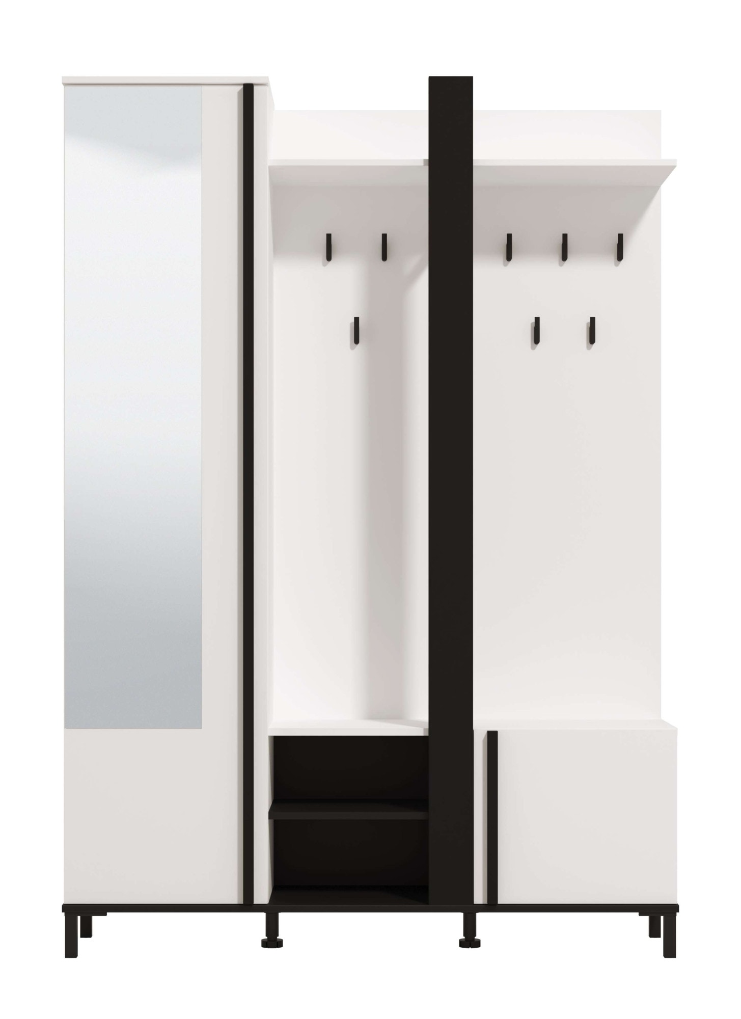 Home affaire Kompaktgarderobe »Nino Flurgarderobe, Dielenschrank, Flurmöbel, Garderobe, Breite 135 cm«, Schuhschrank, Spiegel, Haken, viel Stauraum, ideal für kleine Räume
