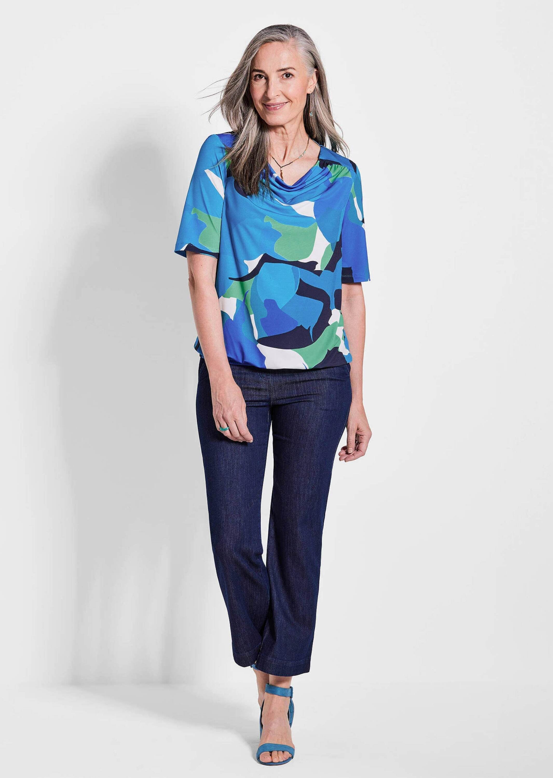 GOLDNER Kurzarmshirt »Halbarmshirt mit Print« Gummibund