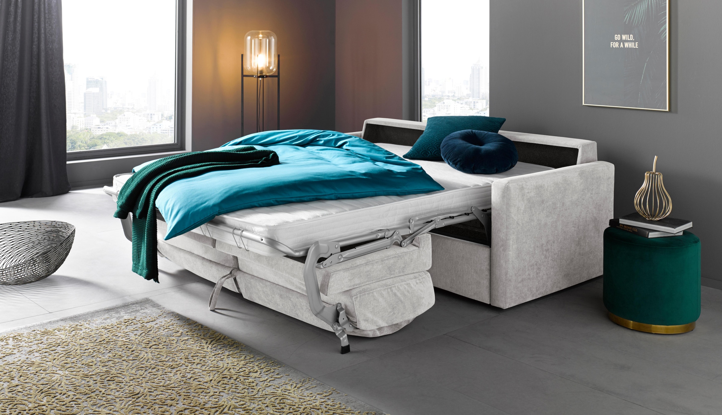 Home affaire Schlafsofa »GOLDPOINT 182cm,  Dauerschläfer, Liegefläche 140/200 cm« 3-Sitzer mit Dauerschläfer-Funktion, Bonell-Federkernmatratze,