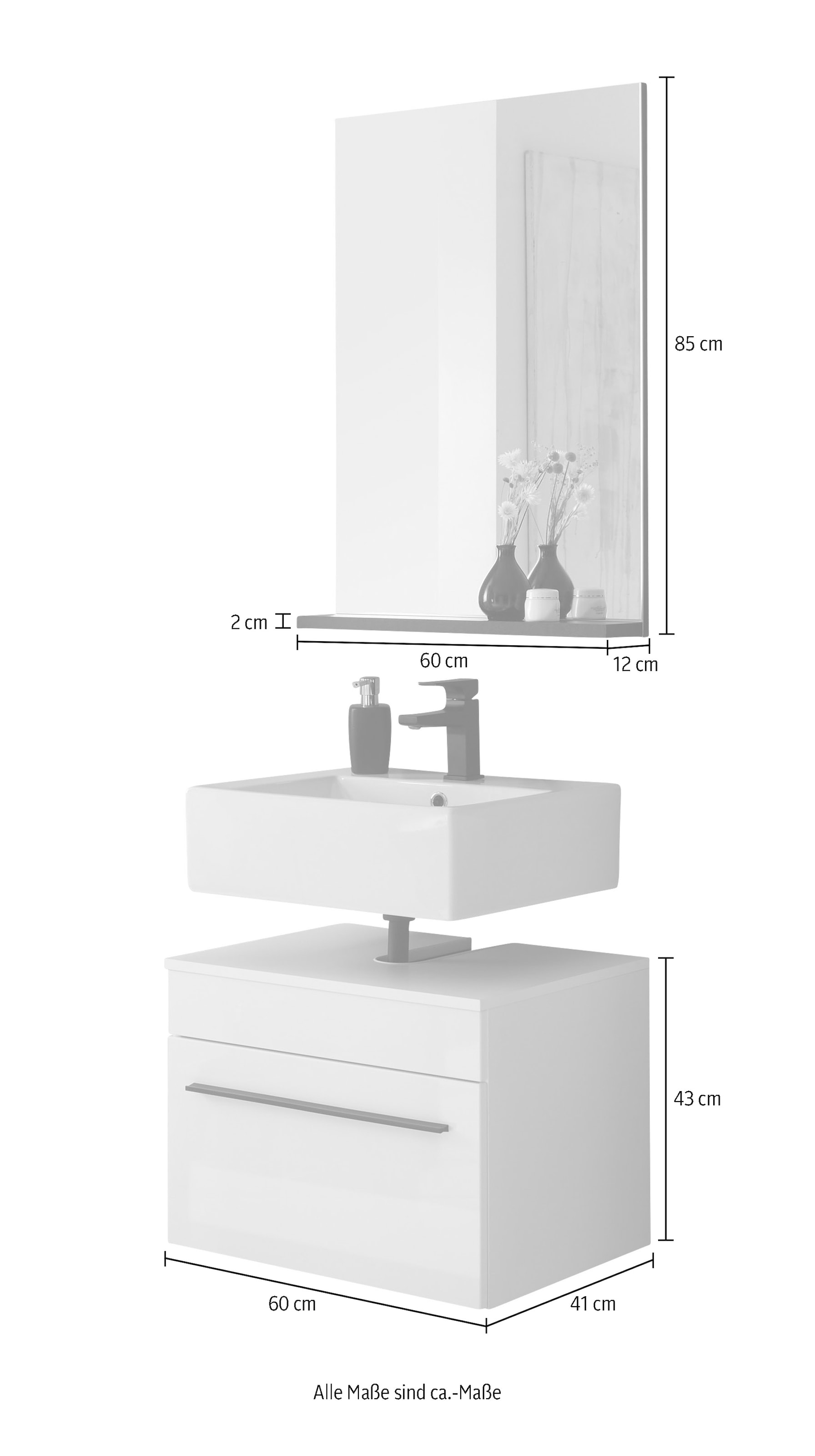 Home affaire Badmöbel-Set »Cantara, Bad im modernen Design, 2-teiliges Badezimmer« Set, 2 Stk. tlg.