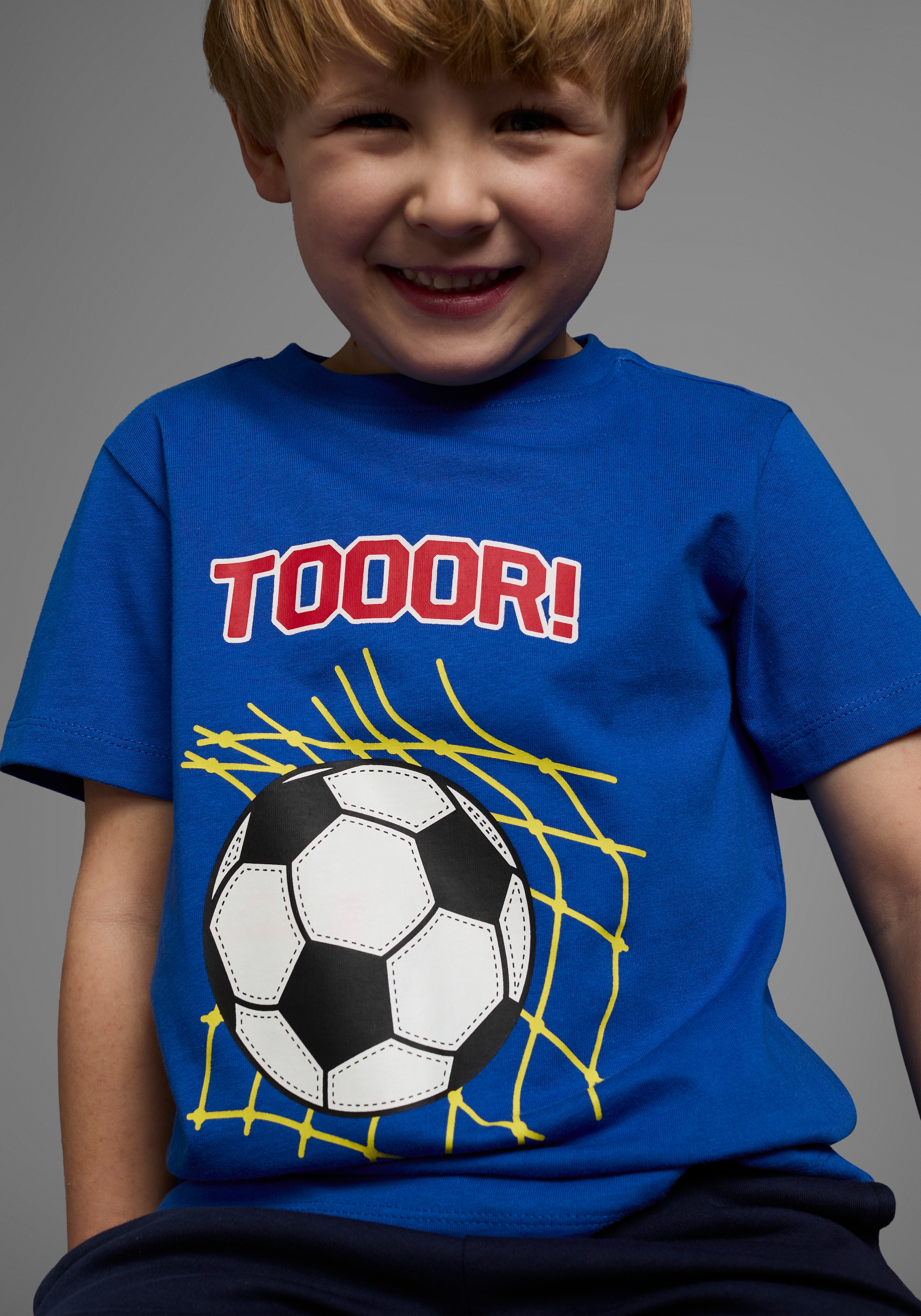 KIDSWORLD T-Shirt »Fußball-Print: TOOOR«, Kurzarm, Basic-Passform, mit Statements/Sprüchen