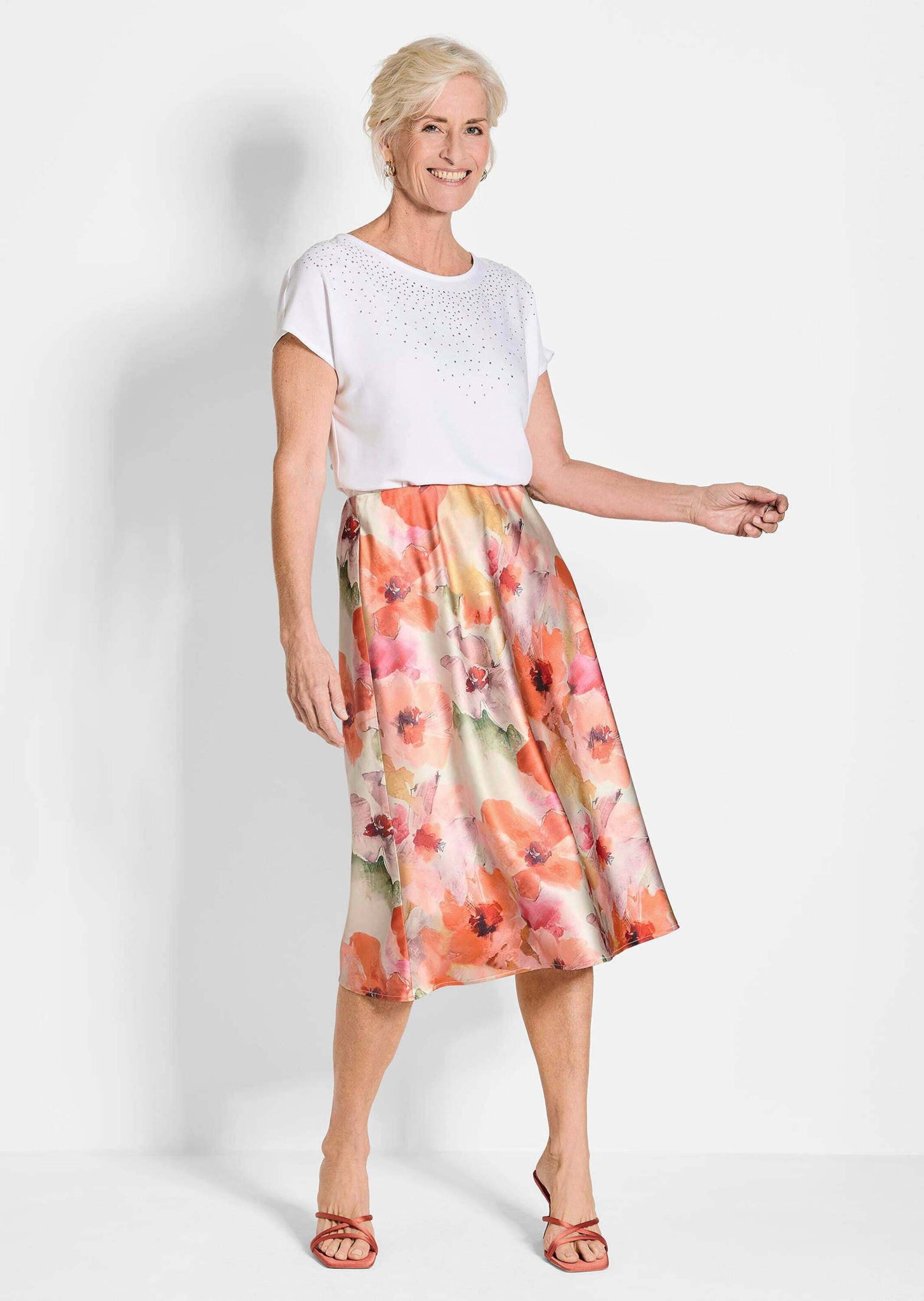 GOLDNER Schlupfrock »Glänzender Midirock in floralem Druck«