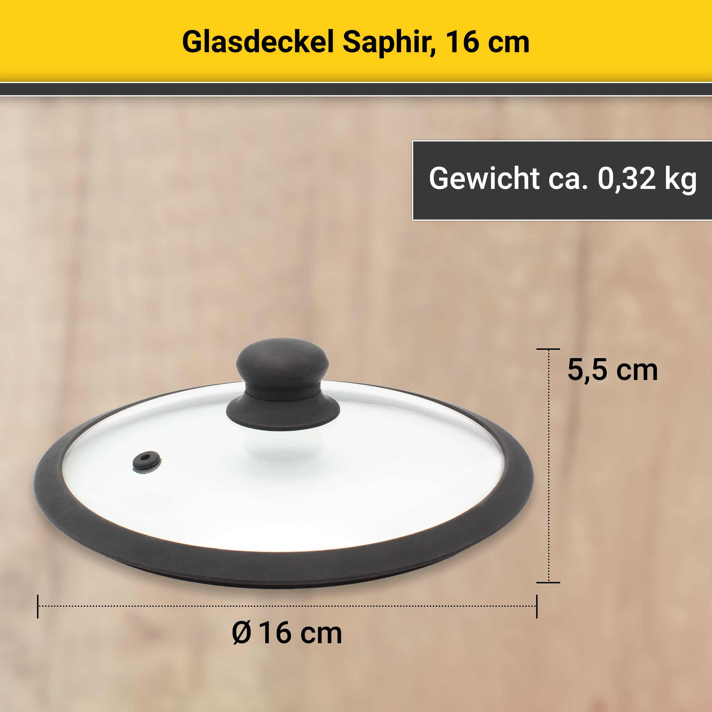Krüger Deckel »Glasdeckel Saphir mit Soft-Touch-Knopf« hitzebeständig bis 160°C und spülmaschinengeeignet