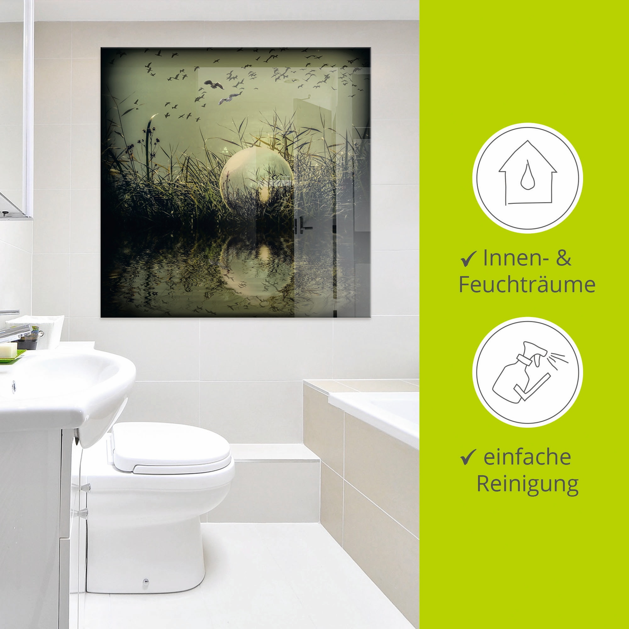 Artland Glasbild »In der Glaskugel - Mystische Au«, Landschaften, (1 St.), in verschiedenen Größen
