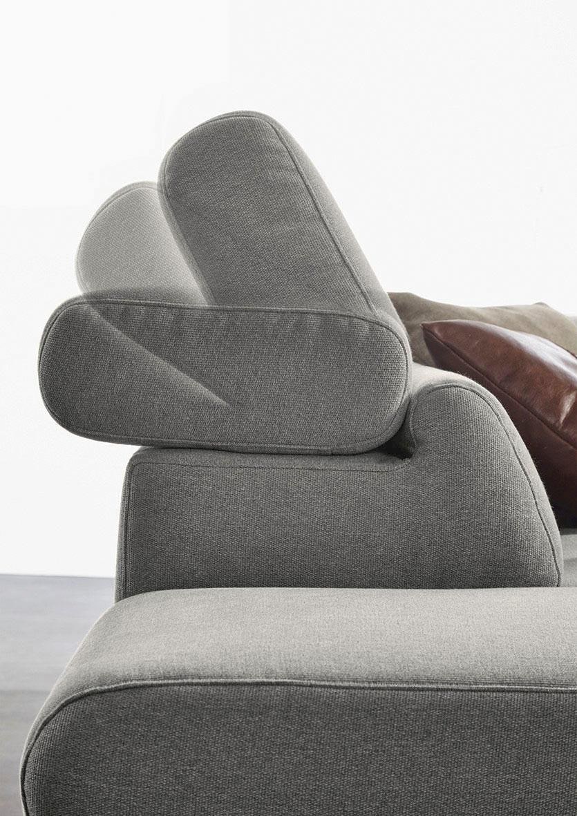 W.SCHILLIG Ecksofa »finn, Designsofa mit tollem Sitzkomfort, bequem, L-Form«, German Design Award 2016, Fußgestell Nussbaum natur, Breite 281 cm