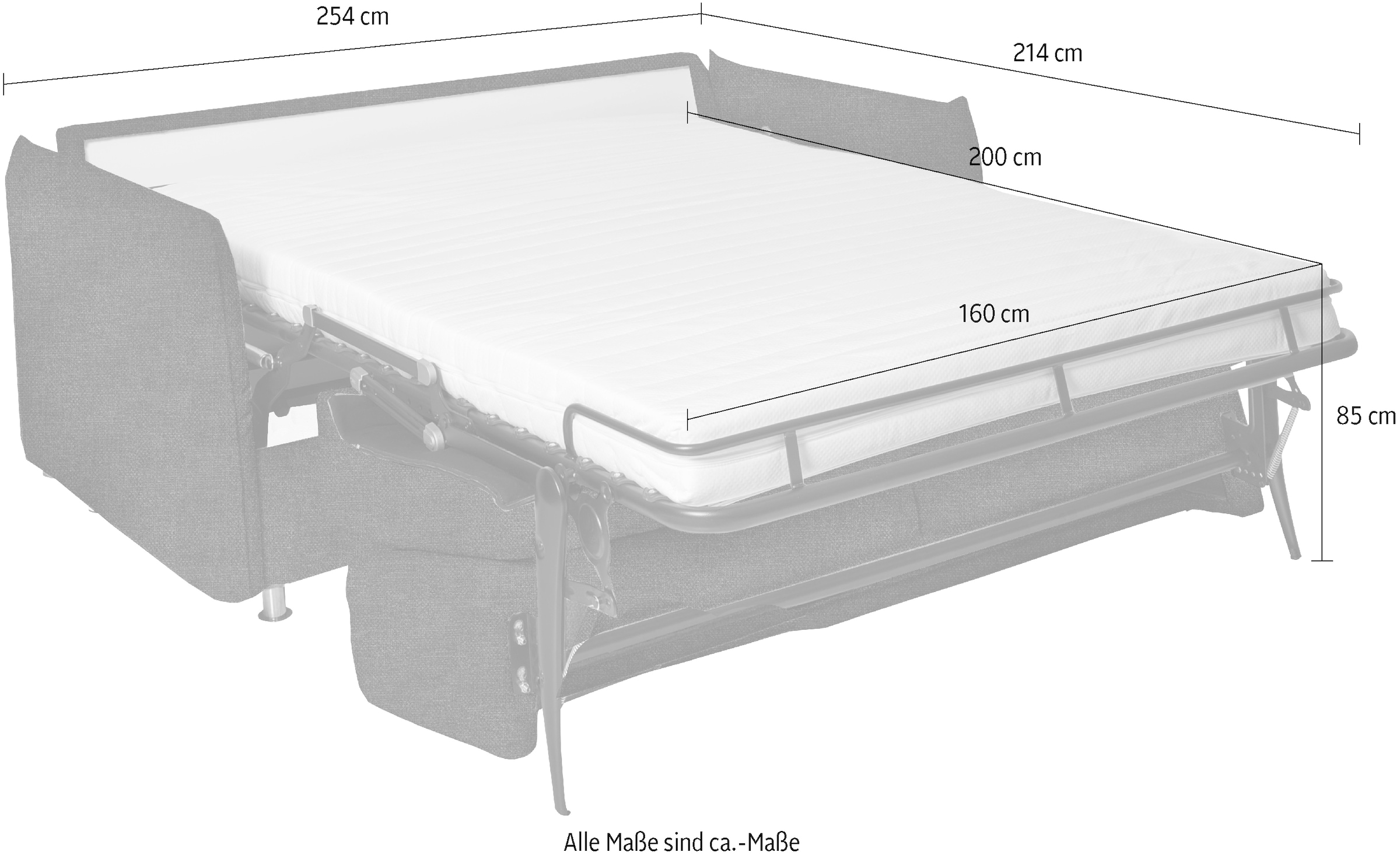 Bali Schlafsofa »LINA, Dauerschlaffunktion, 140 u. 160 er Breiten« durchgehender Lattenrost mit 6-facher Härtegradregulierung