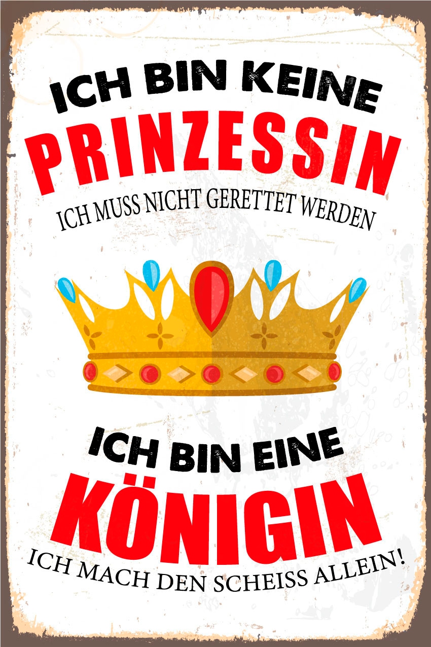 queence Metallbild »Königin«, Schriftzüge-Schriftzug, (1 St.), Stahlschilder