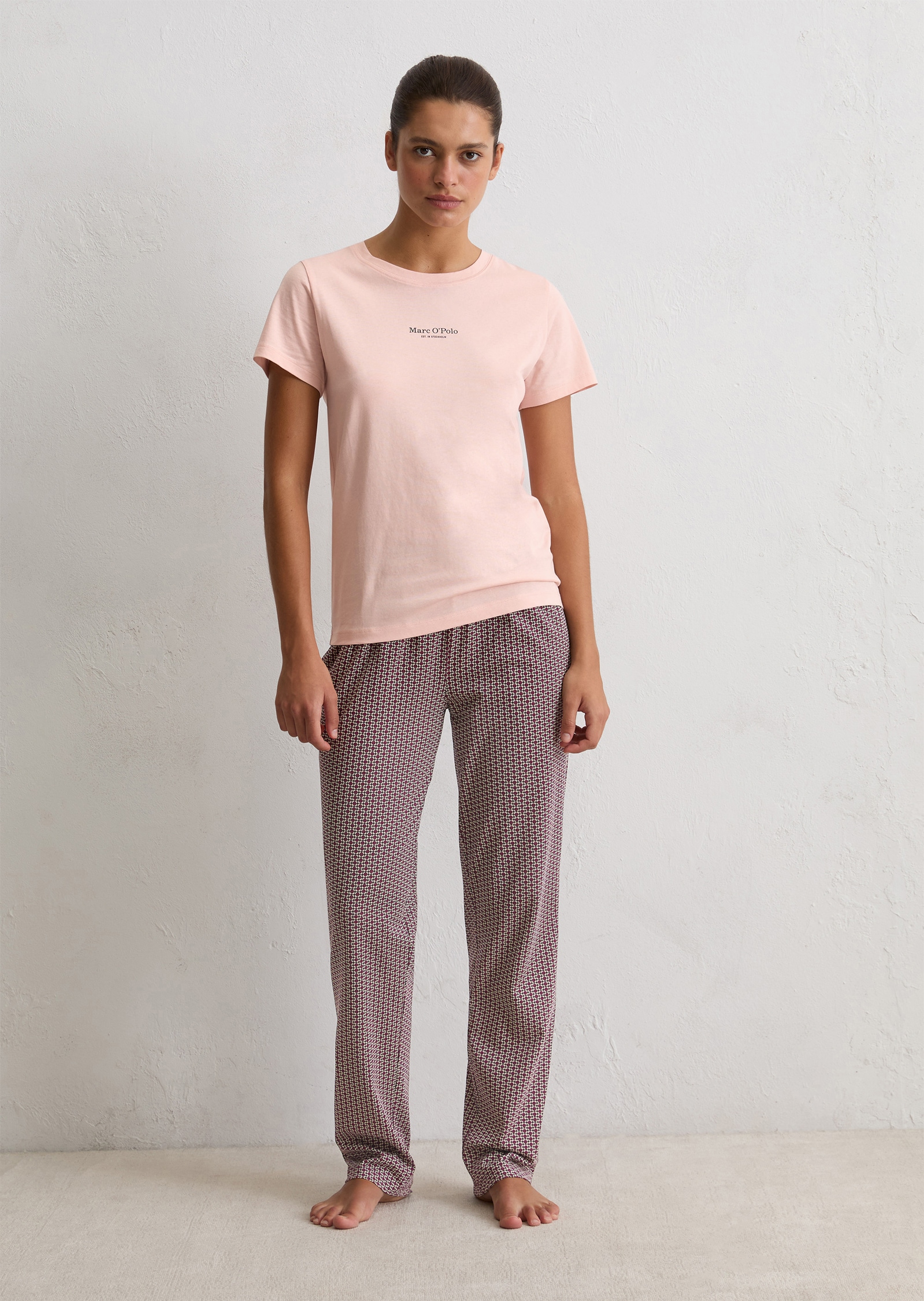 Marc O'Polo Kurzarmshirt »Mix N Match Cotton« Kurzarm, Rundhals-Ausschnitt, Baumwolle, Slim Fit, Logo-Print