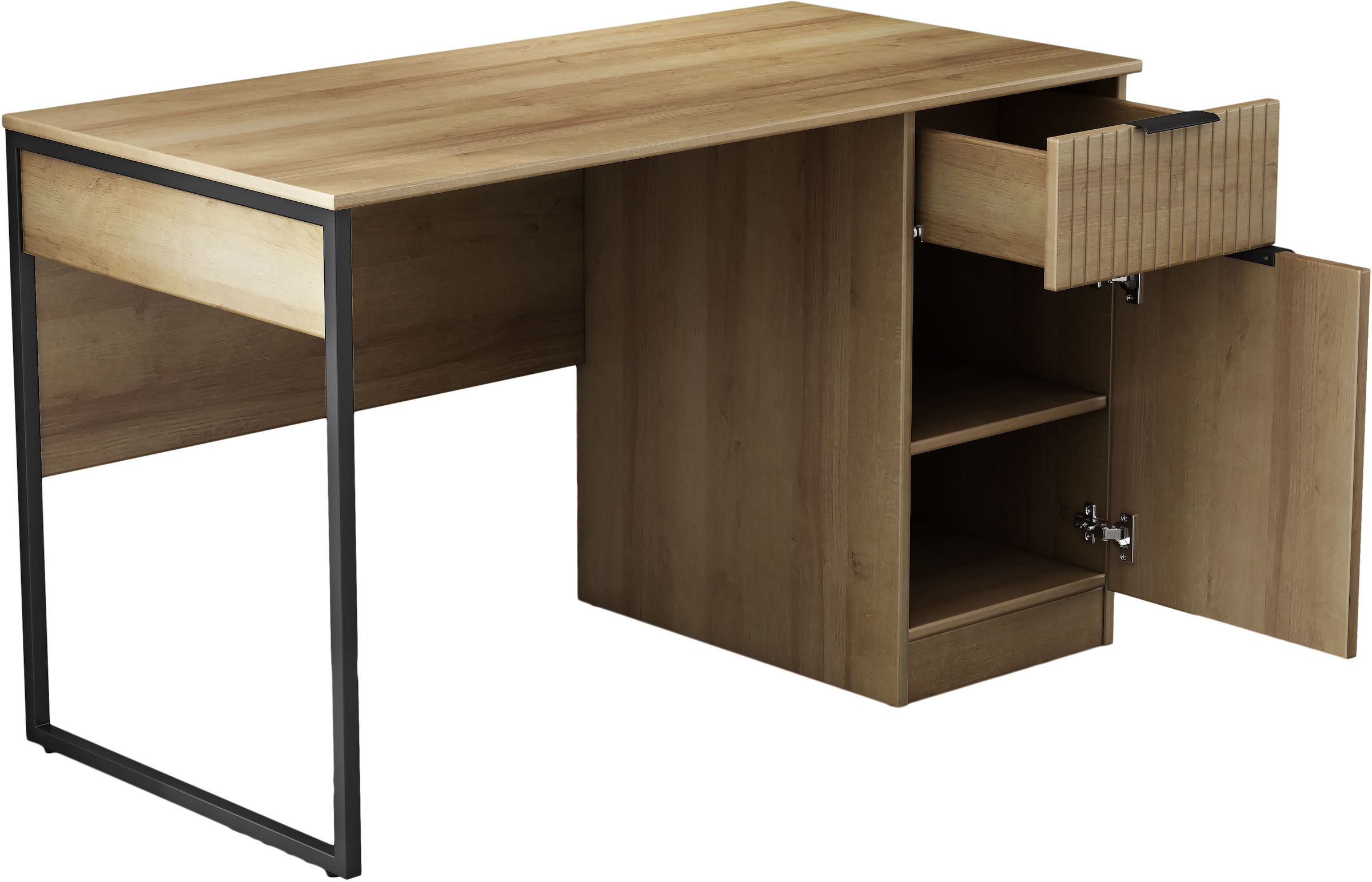 OTTO home Schreibtisch »Aspea« Set,  mit Schublade, ausreichend Stauraum, moderne Rillenoptik, B. 120 cm