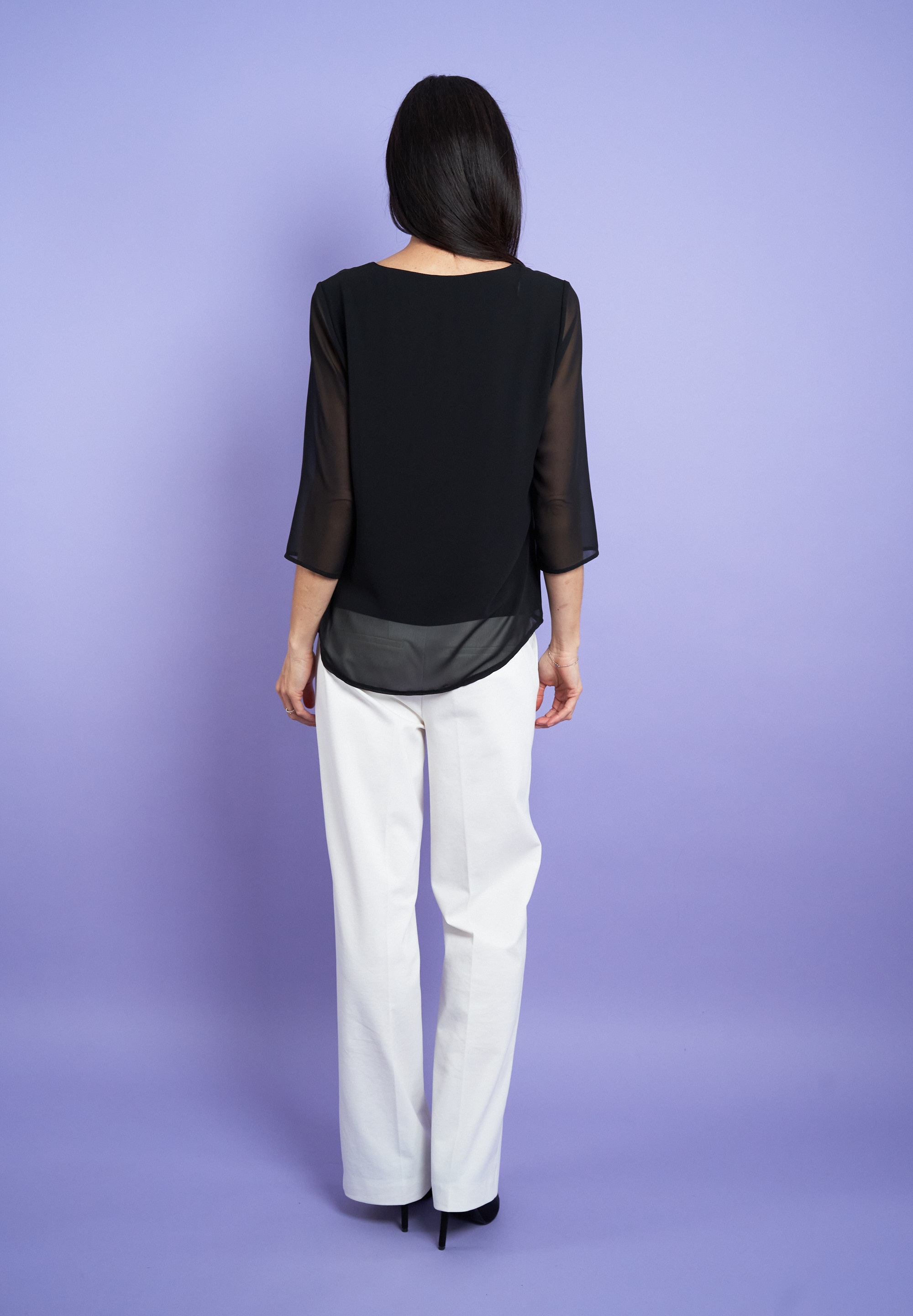 Seidel Moden Chiffonbluse, mit 3/4-Armen und in Doppel-Layer-Optik