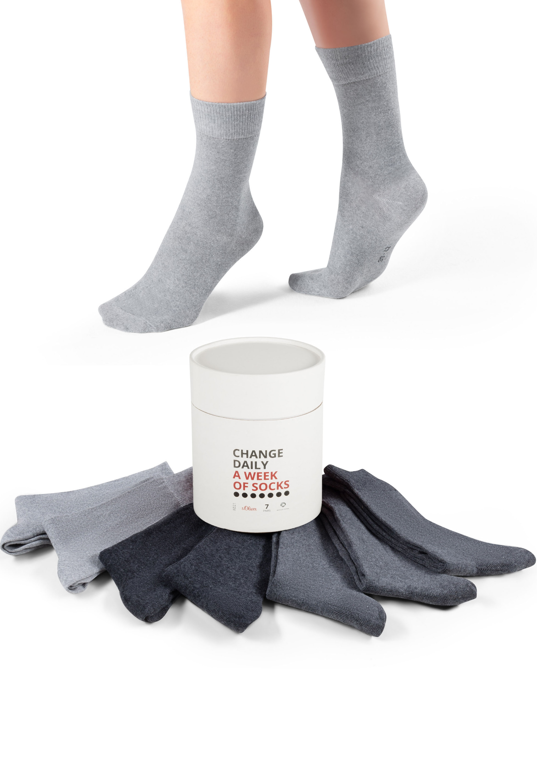 s.Oliver Sneakersocken »essentials«, (7 Paar), mit nahtlosem Zehenbereich