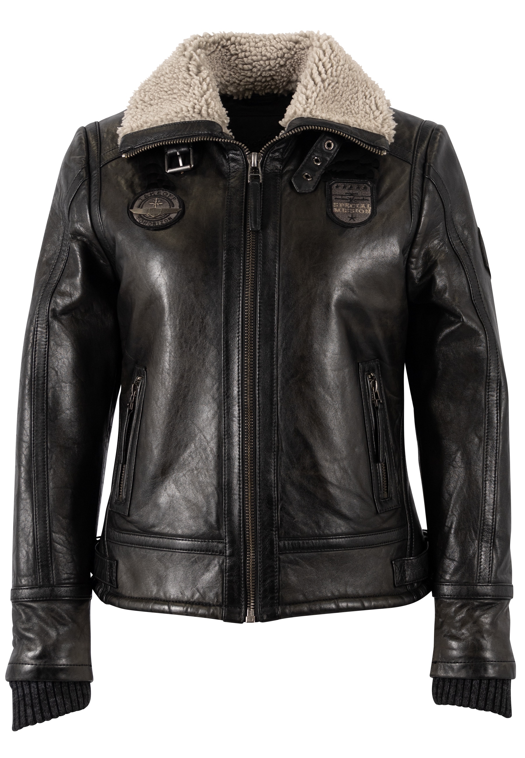 Mauritius Lederjacke »MWNairobi« mit Teddyfell, Flieger-Stil